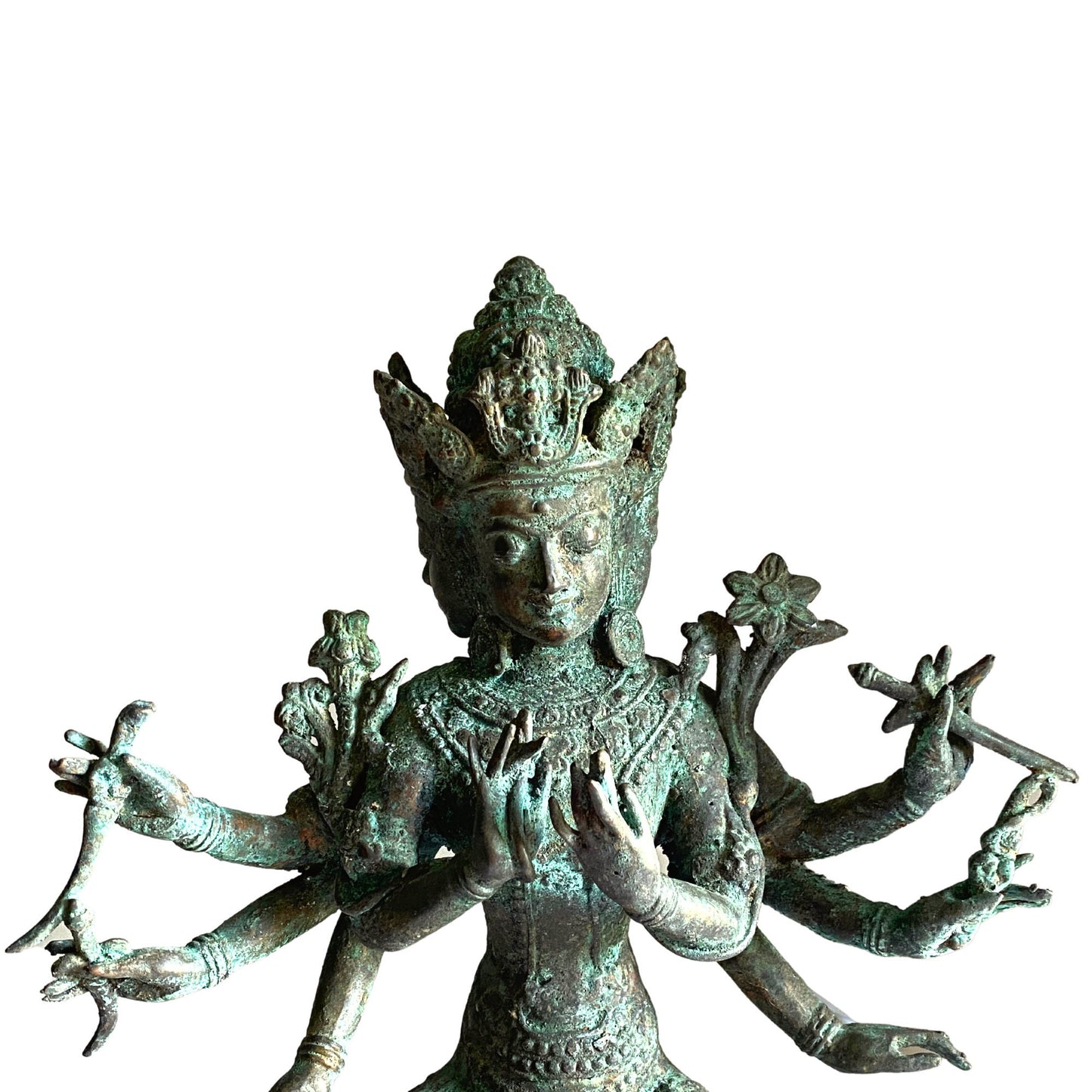 Trimurti Bronze Statue Hindu Trinity Brahma Vishnu Shiva Supreme Divinity Sculpture Lost wax cast Verdigris Patina Balinese Art
