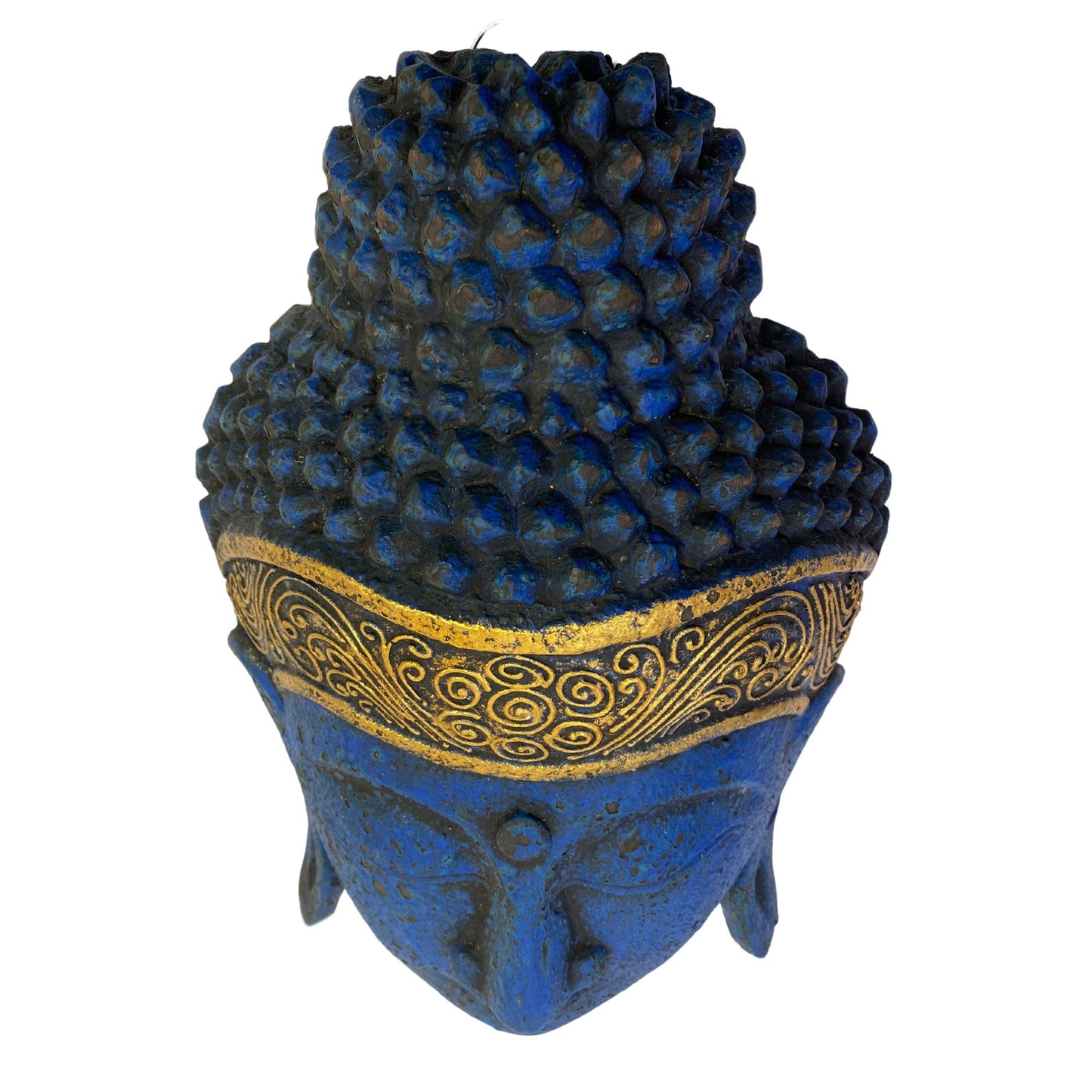 Wooden Blue Buddha Mask Hand Carved Wood Carving Balinese Eclectic Wall decor Folk art Handmade 16"