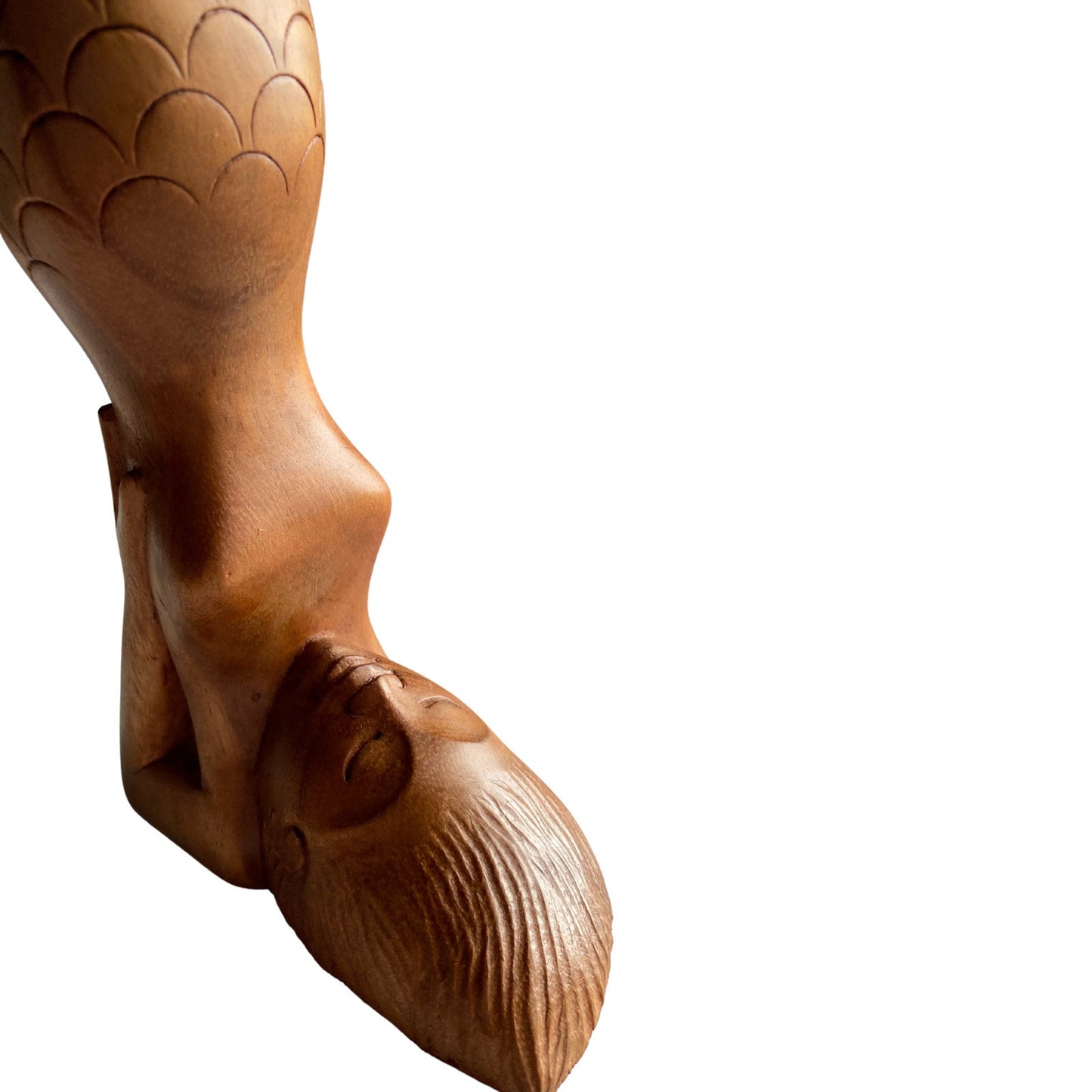 Yoga Pose Mermaid Statue Figurine Sirsasana Bali wood carving Balinese Art