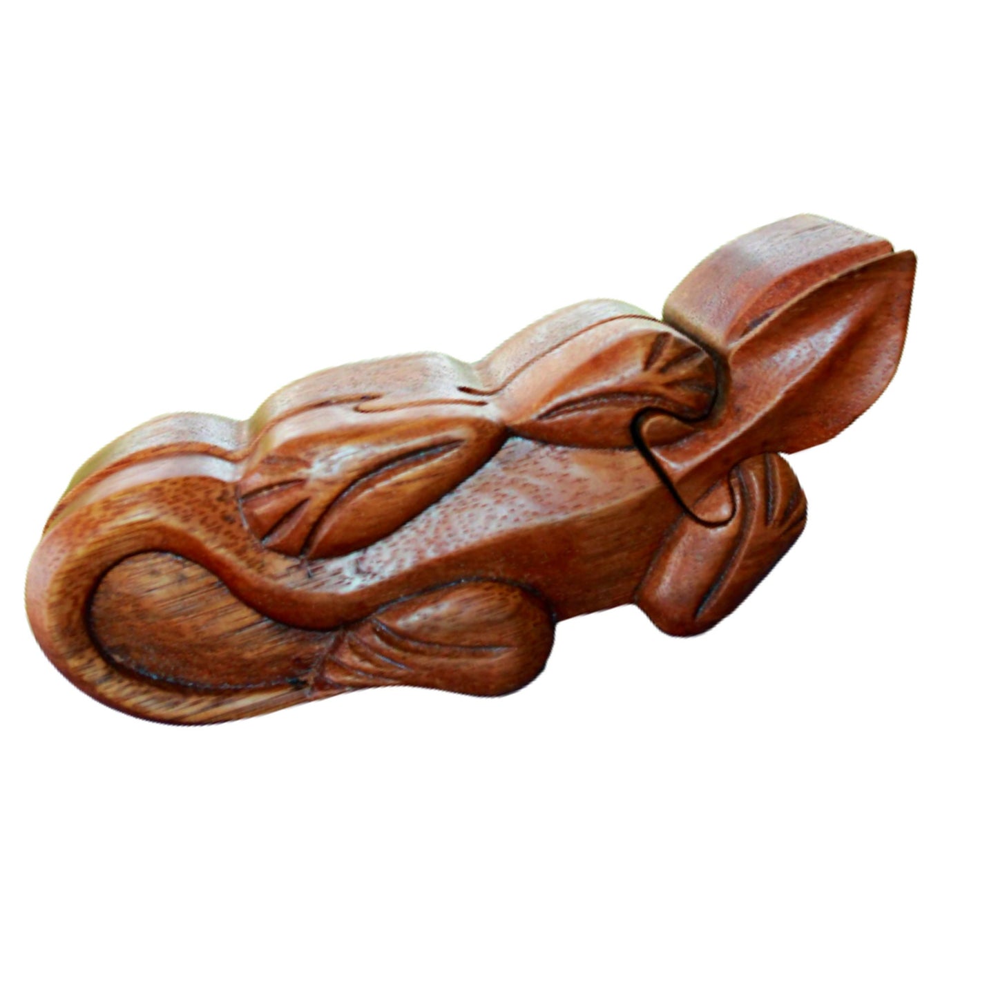 Gecko Lizard Reptile Secret Puzzle Box Trinket Jewelry Gift Box Stash Box Handmade Hand Carved Wood Carving Bali Art