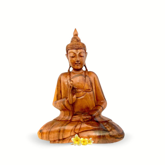 Vitarka Teaching Buddha Sculpture Hand Carved wood Statue Balinese Art