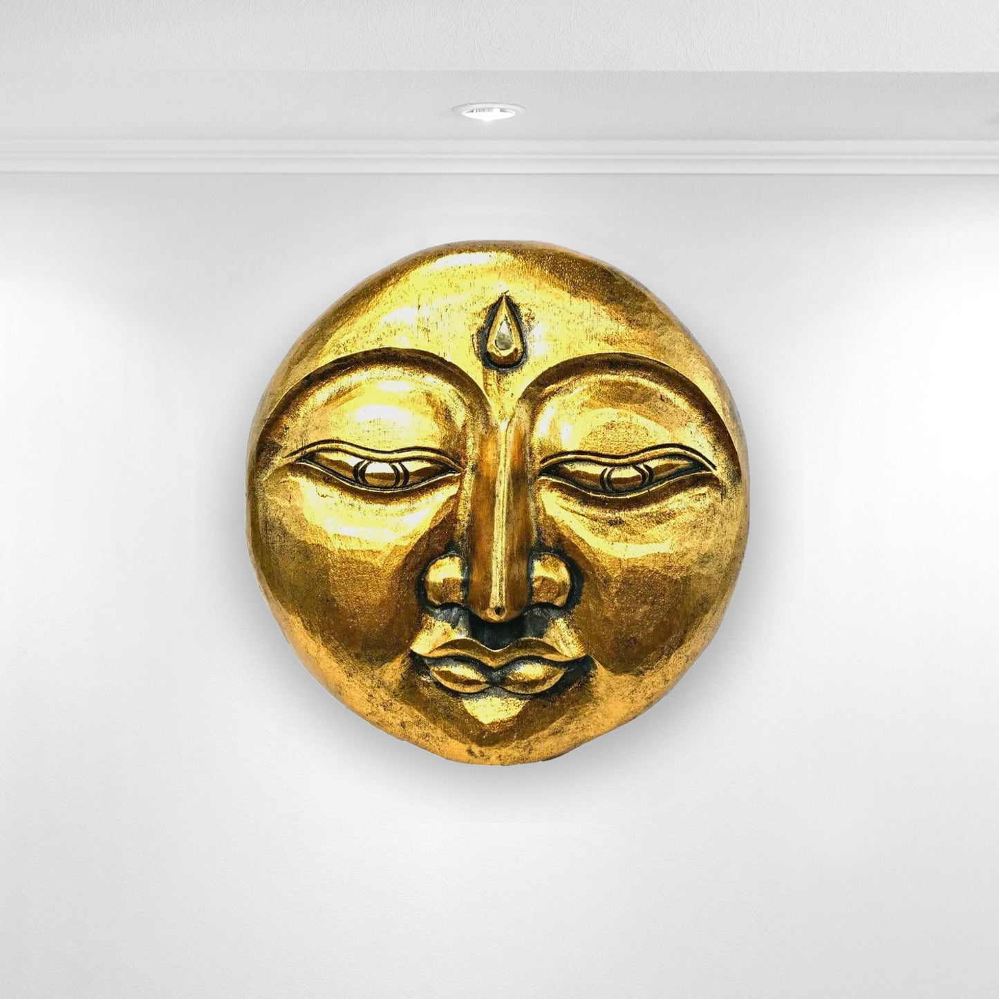 Golden Moon Wall Art Chandra Man in the Moon Bali Folk Art sculpture Hand Carved Wood Carving Wall Plaque Handmade Balinese art