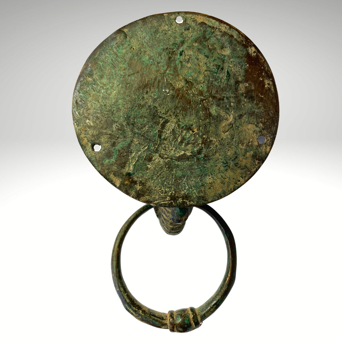 Vintage Bronze Ganesha Door Knocker: Verdigris Metal Door Pull Balinese Art - Acadia World Traders