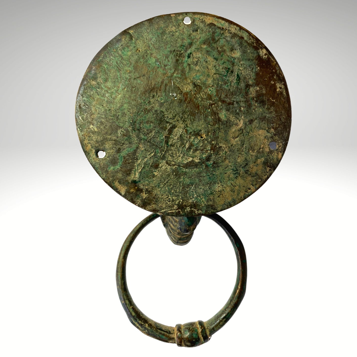 Vintage Bronze Ganesha Door Knocker: Verdigris Metal Door Pull Balinese Art