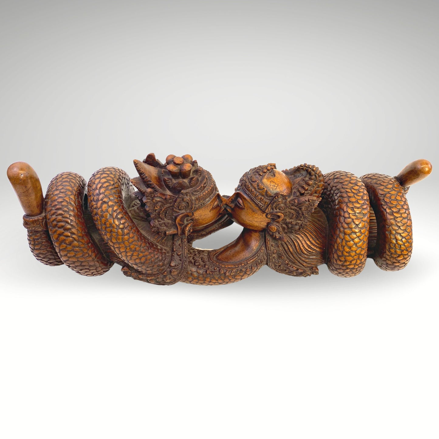 Balinese Wood Carved Sculpture Naga Nagini Snake Serpent Children of Kadru Divine Being Balinese Folk Art Hindu Folklore Hand Carved Statue - Acadia World Traders