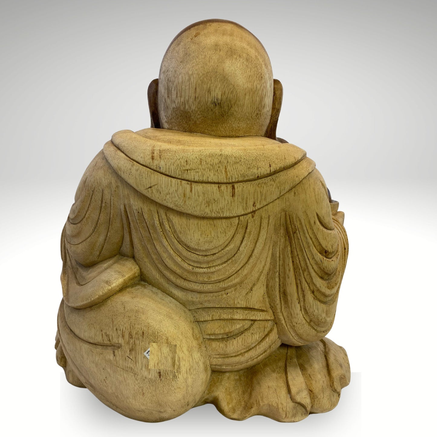 Vintage Hotei Laughing Buddha Sculpture Budai Monk Prosperity Good Luck Fortune Statue hand carved suar wood Carving Bali Art
