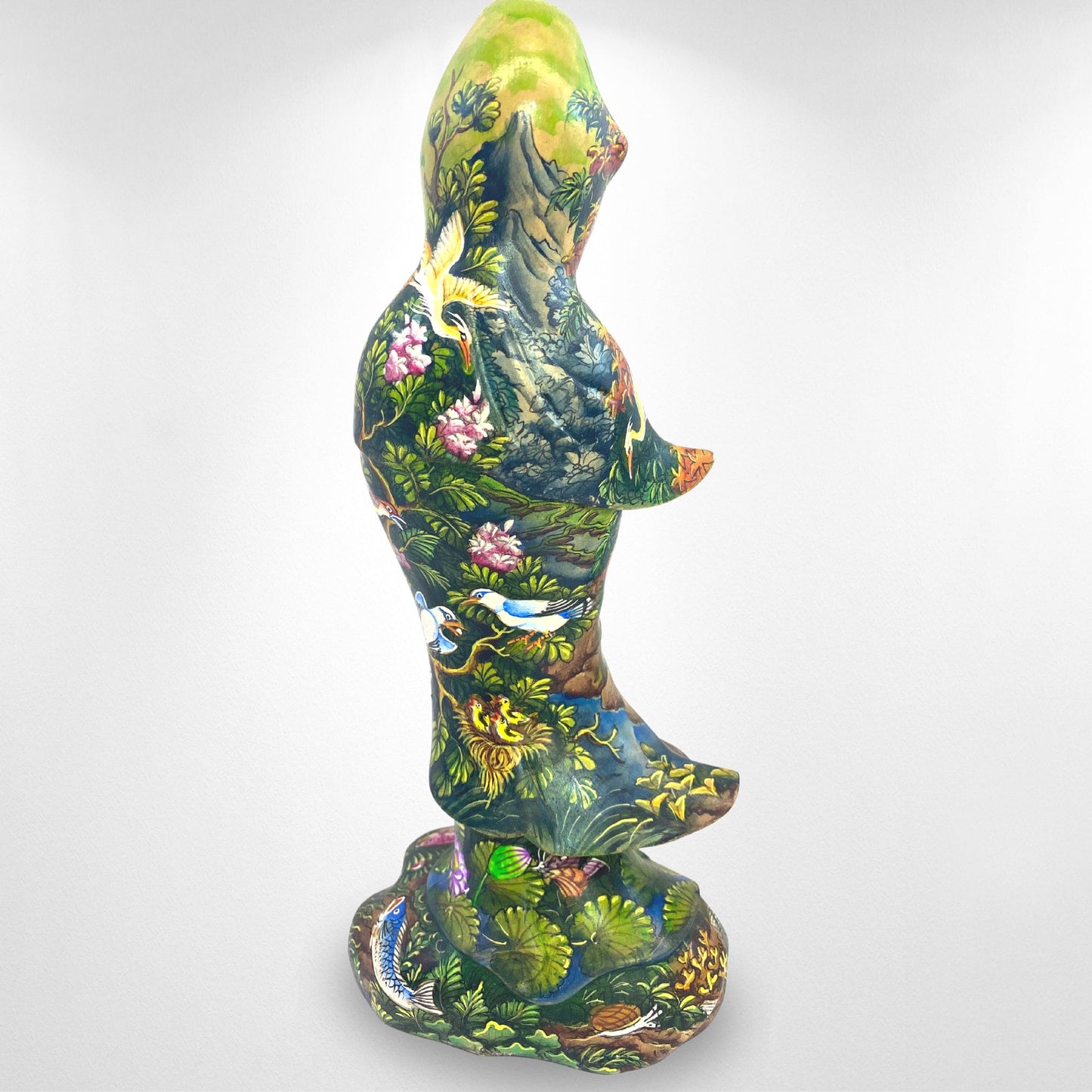 Guanyin Kwan Yin Bodhisattva Buddhist Goddess Compassion Sculpture Hand Carved Wood Carving Miniature painting Statue Bali Art - Acadia World Traders
