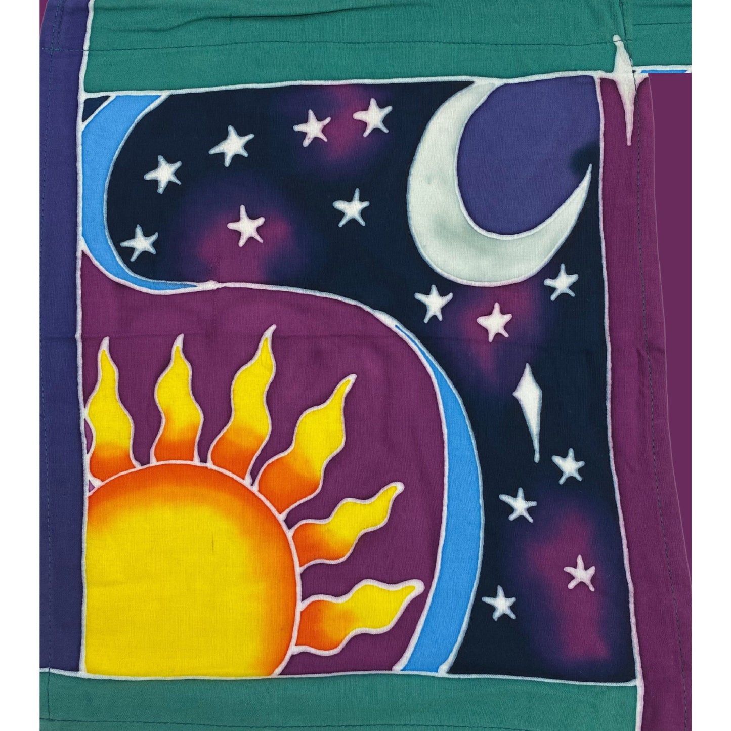 Great Outdoors Mountains Sun Moon Dragonfly Fish Moon Prayer Flag Wall Art Bali Handmade hand painted Batik Boho Garden & Home Decor