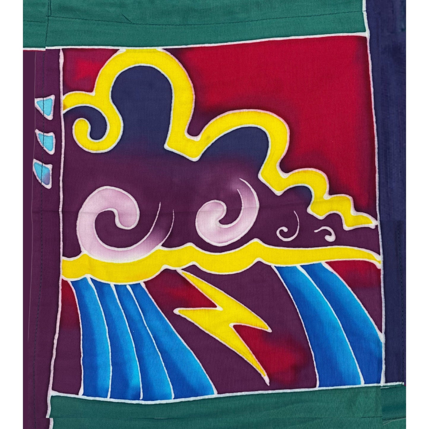 Great Outdoors Mountains Sun Moon Dragonfly Fish Moon Prayer Flag Wall Art Bali Handmade hand painted Batik Boho Garden & Home Decor