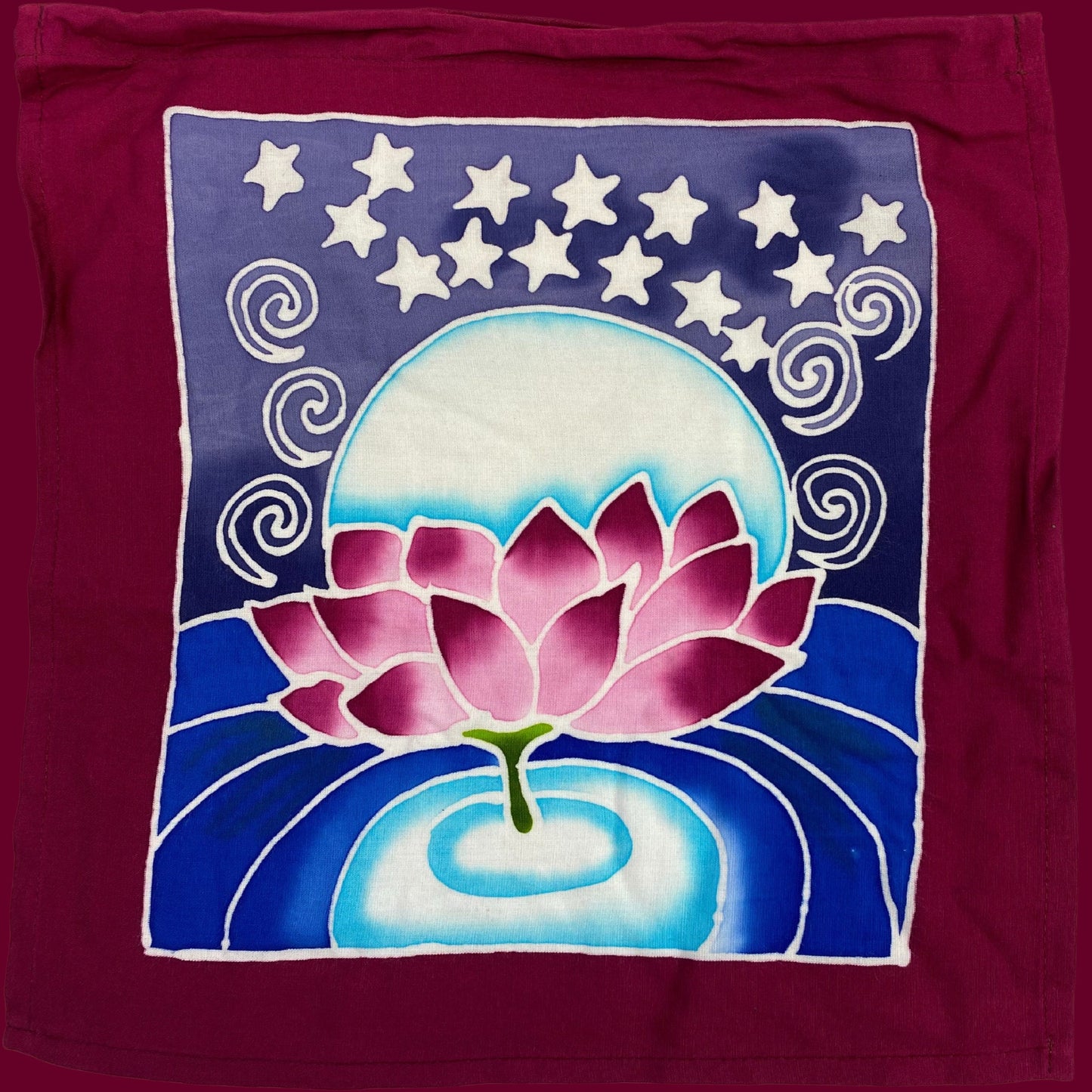 Mother Earth Goddess Divine Feminine Lotus Moon Sun Prayer Flag Wall Art Wiccan Bali Handmade Hand Painted Batik Boho Garden & Home Decor
