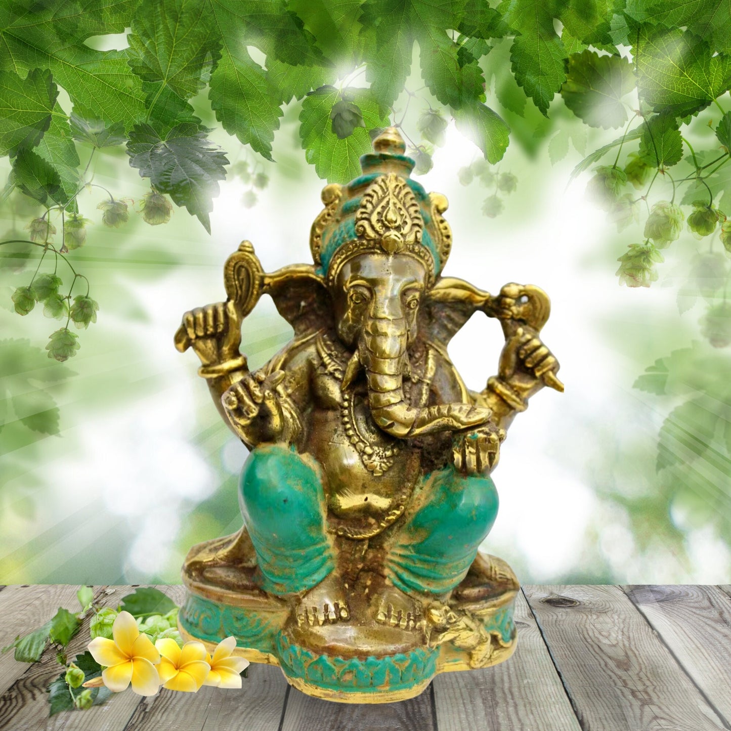 Bronze Ganesha Sculpture: Lost Wax Cast Metal, Balinese Hindu Art, Elephant God Statue