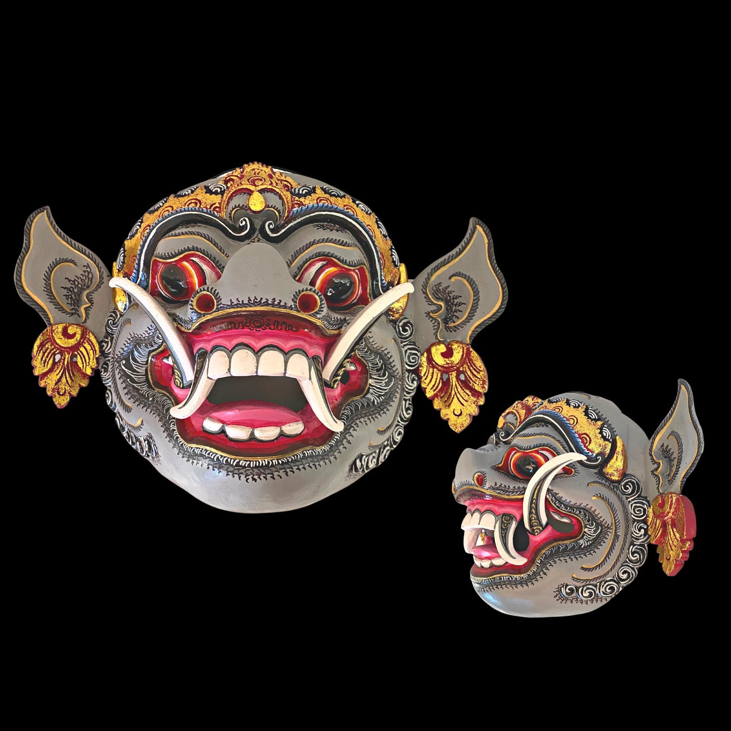 Barong Bangkal Pig Mask Boar Demon Topeng Authentic Balinese Dance mask Hand Carved Polychrome Wood Carving Wall Bali Folk Art ooak