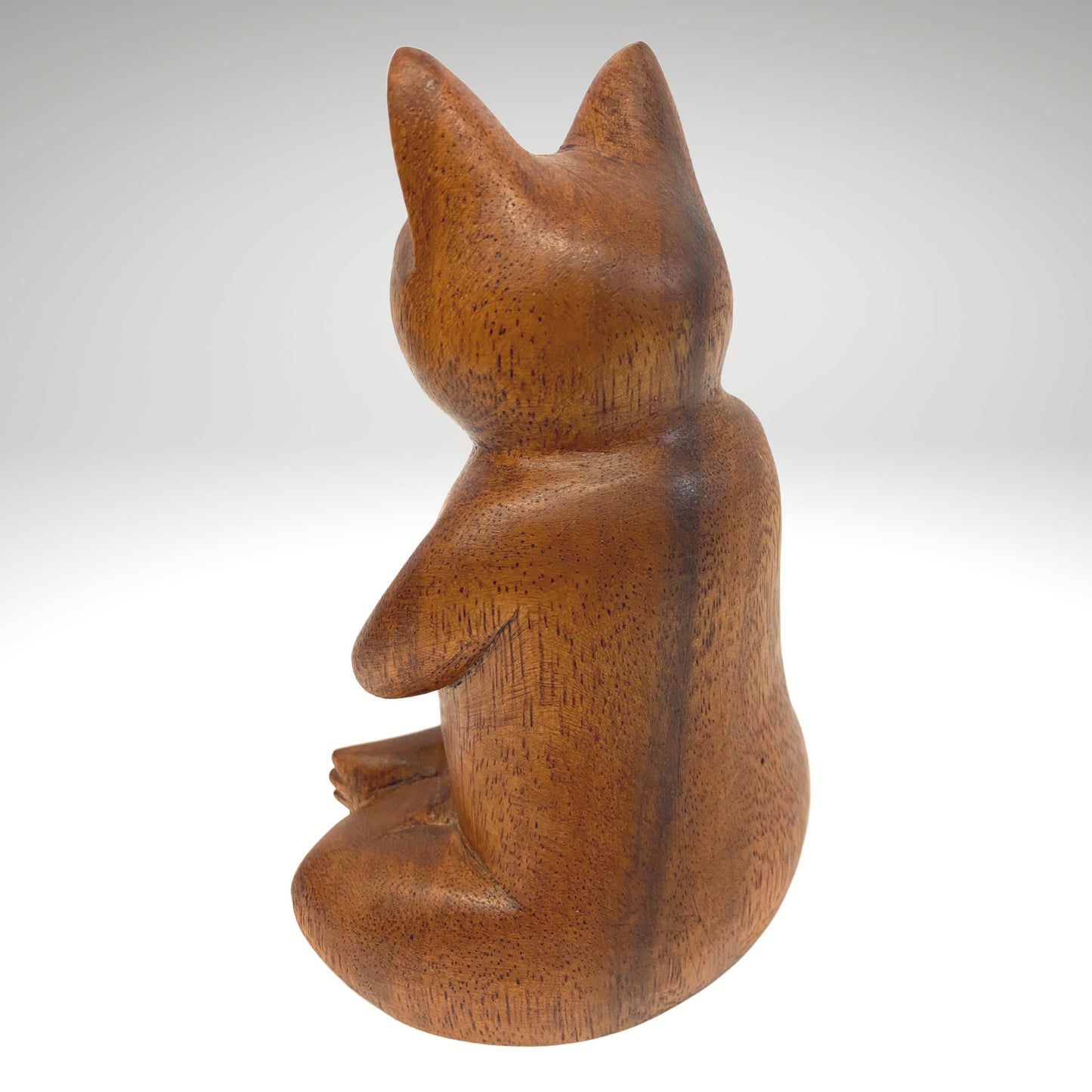 Namaste Buddha Cat Statue Lotus Yoga Pose Asana Wood Carving Sculpture Hand Carved Balinese Art - Acadia World Traders