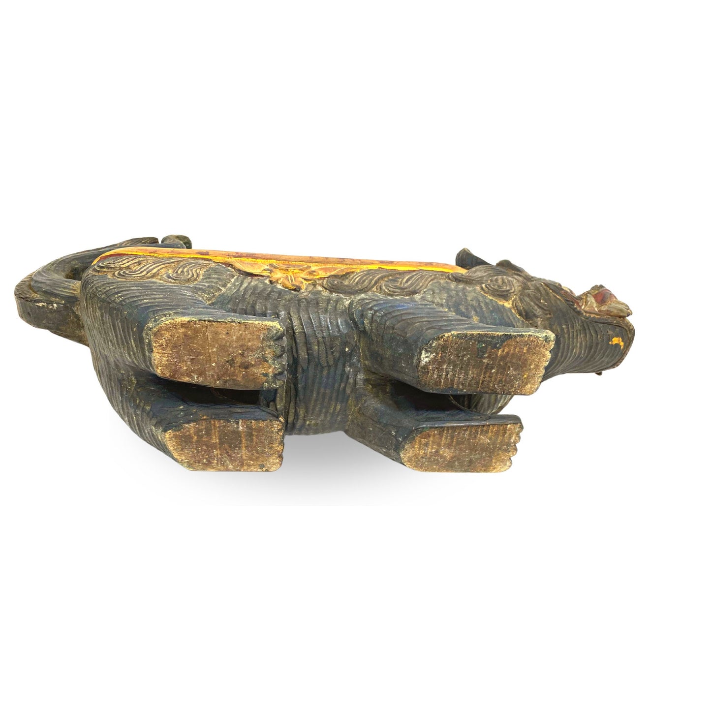 Balinese Singa Foo Dog Statue Temple Keropak Offering BOX Polychrome hand Carved Wood  Bali Folk Art