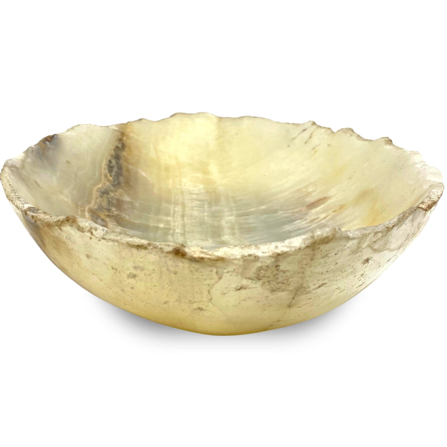 Agate Gemstone Bowl: Hand Carved Raw Edge Crystal Matrix