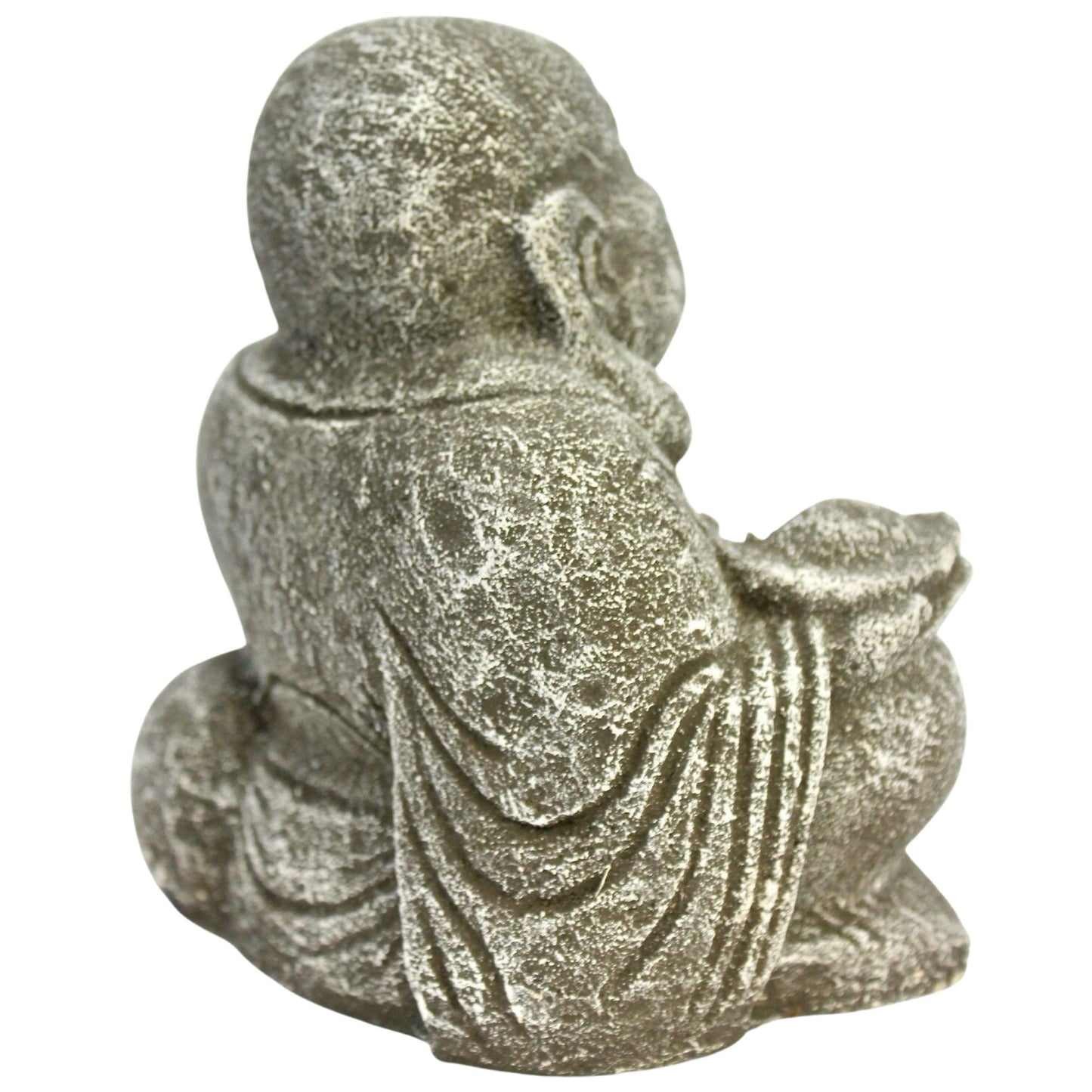 Hotei Prosperity Buddha Garden Statue Handmade cast lava stone Bali Yard Art