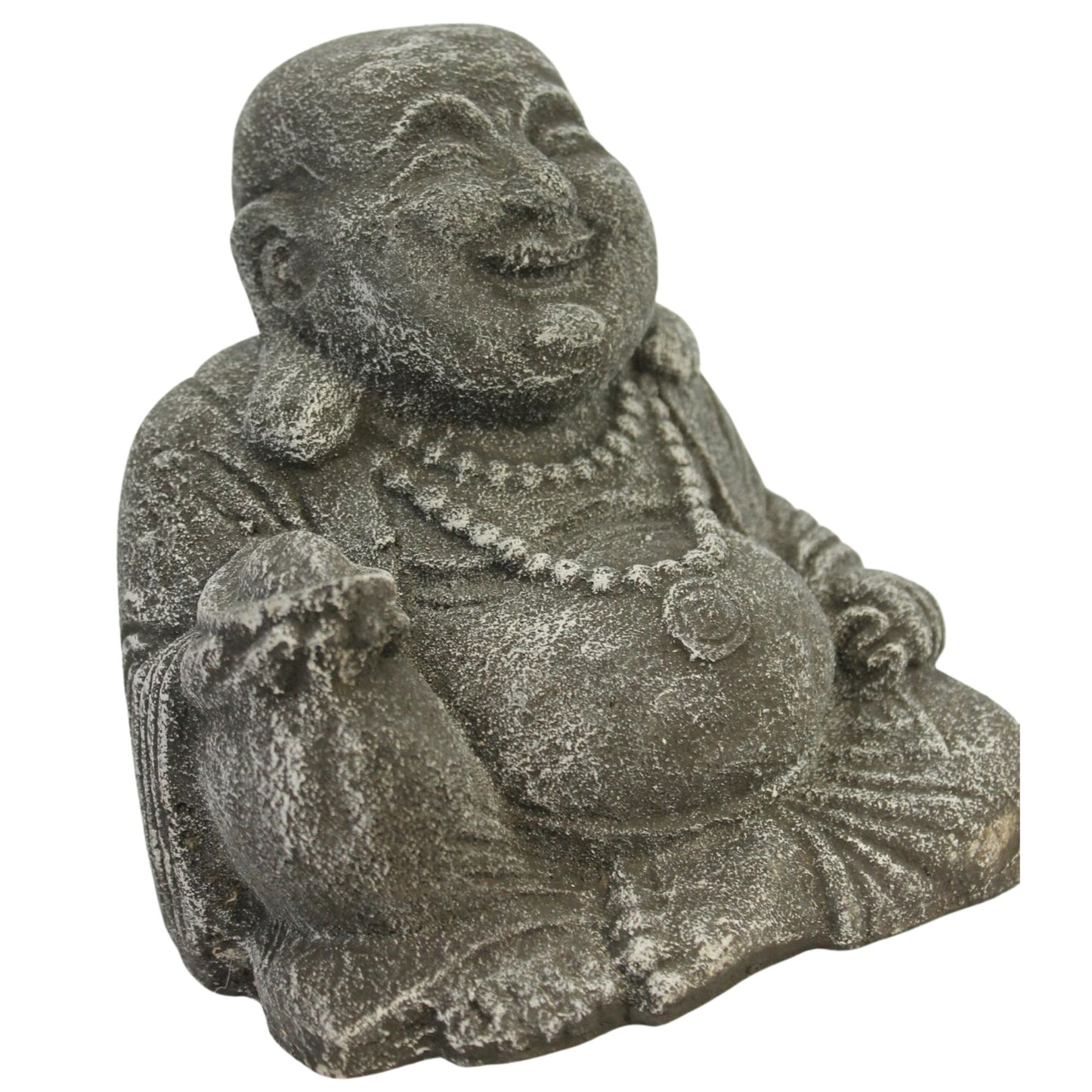 Hotei Prosperity Buddha Garden Statue Handmade cast lava stone Bali Yard Art