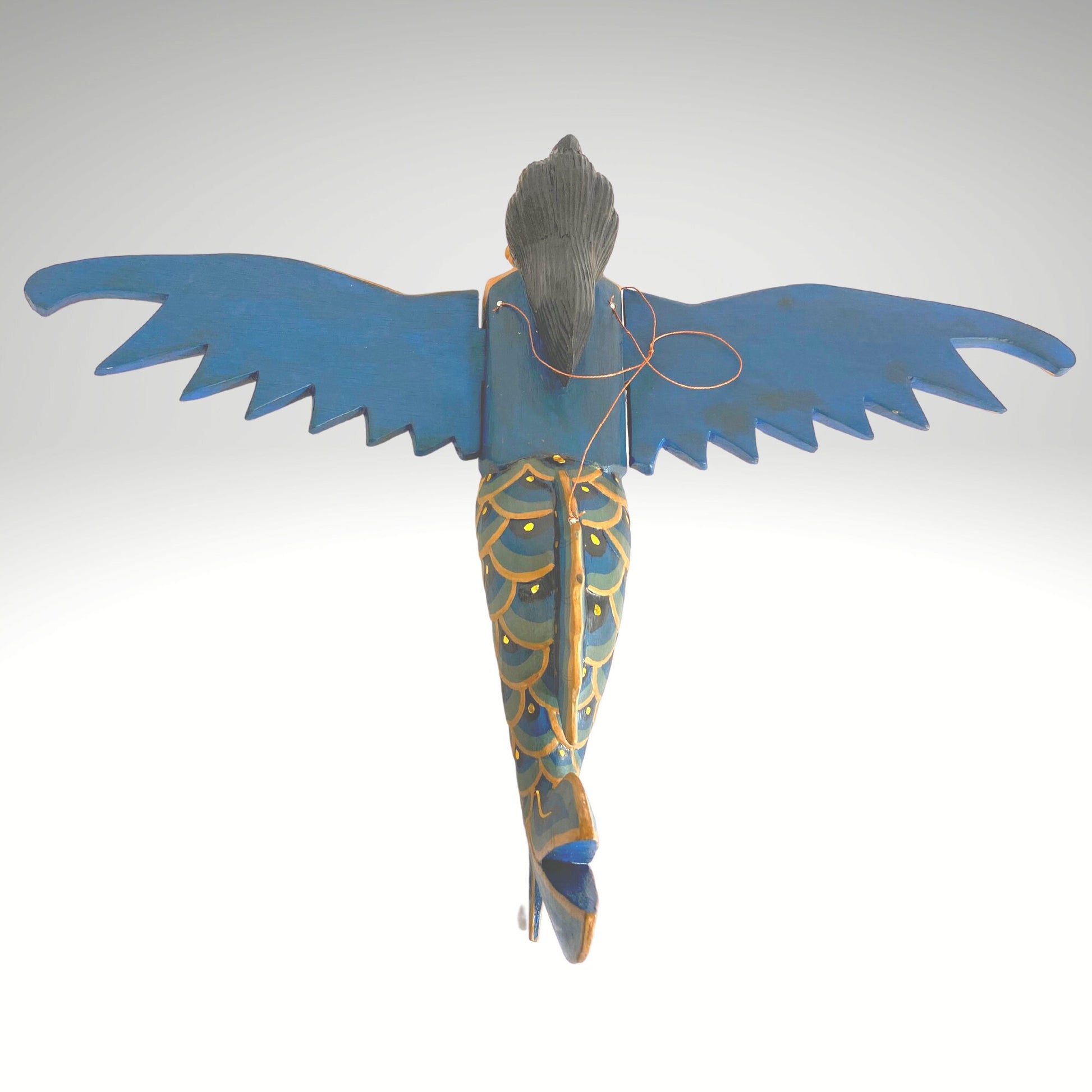 Bali Winged Mermaid Goddess Mobile Cradle Guardian Carved wood Balinese art 15" - Acadia World Traders