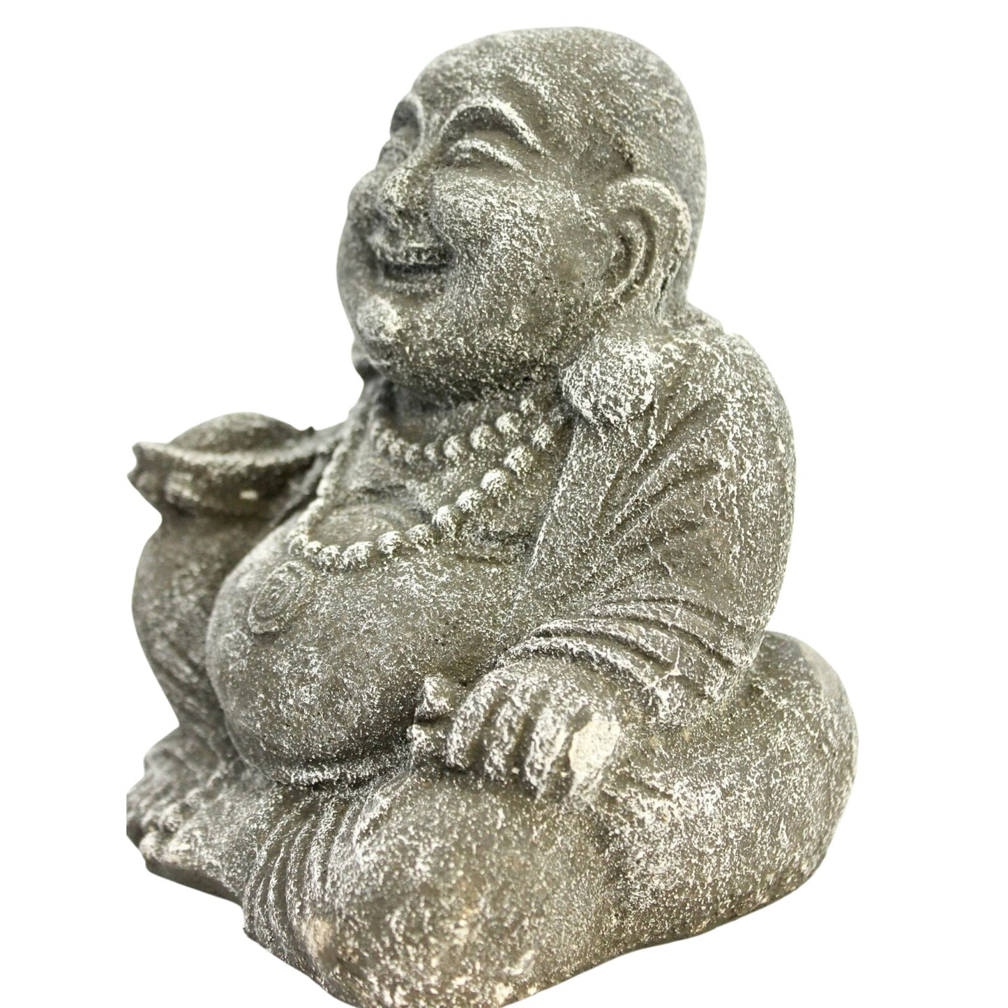 Hotei Prosperity Buddha Garden Statue Handmade cast lava stone Bali Yard Art