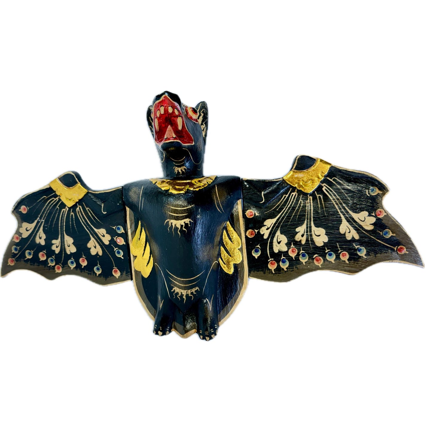 Flying Black Bat Mobile Balinese Spirit Chaser Demon chaser hand carved wood Bali Art 20 inch
