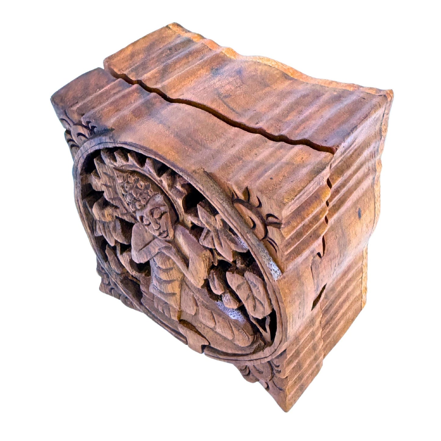 Thinking Buddha Wooden secret puzzle Jewelry Box Stash Box Gift Box Handmade Hand Carved Wood