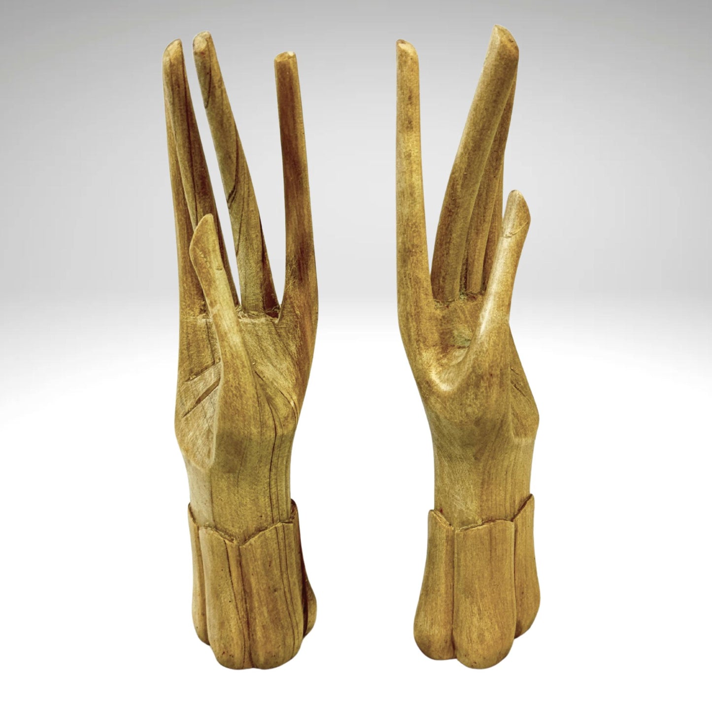 Balinese Buddha Mudra Hand wood Carving sculpture : Suar Wood Jewelry Holder Statue