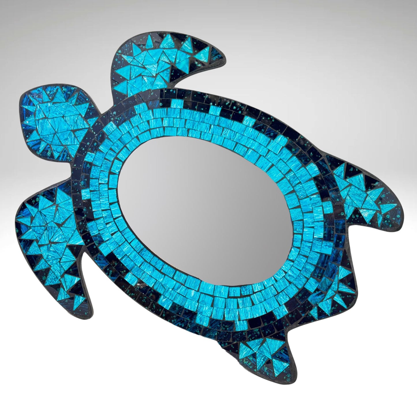 Sea Turtle Marine turtles Wall Mirror Mosaic Wall Art Plaque Panel Hand Painted Glass Bali Handicraft Nautical Beach Decor - Acadia World Traders