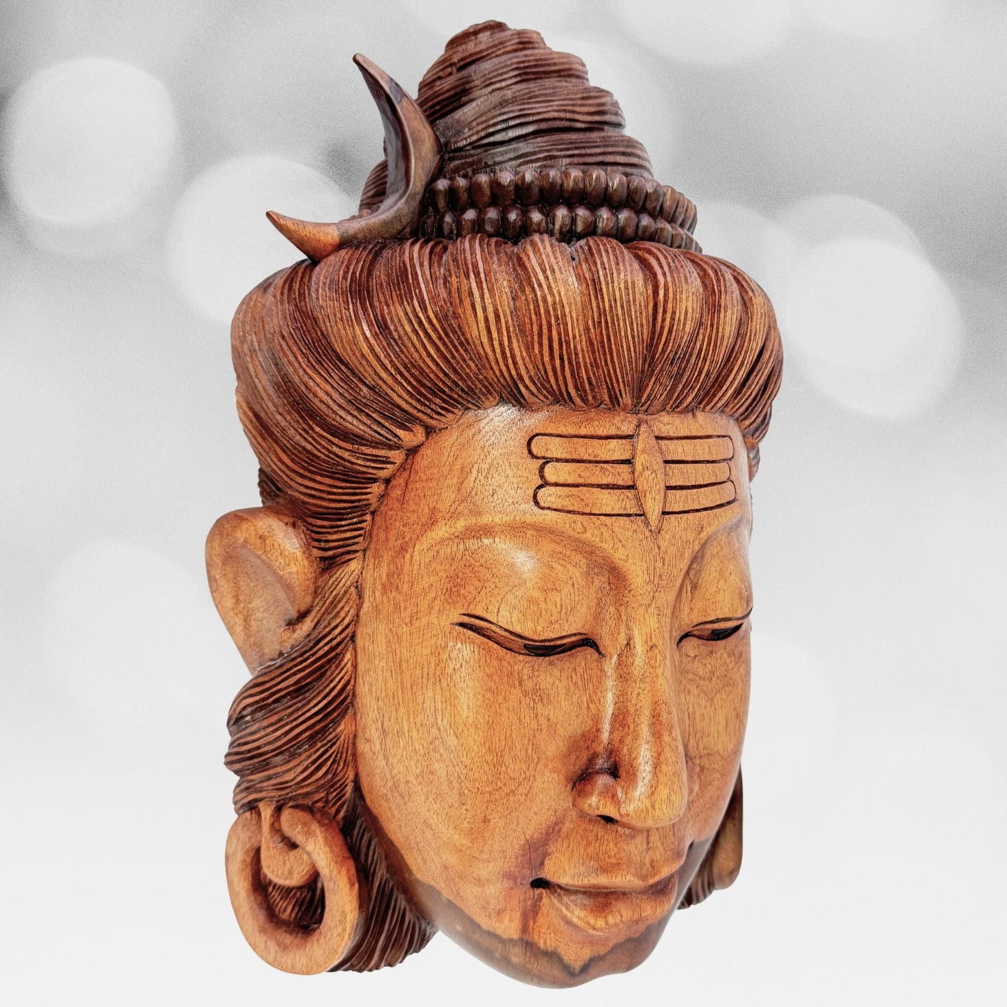 Lord Shiva Mask Wall Art Hand Carved Wood Carving Sculpture Balinese Iconography Lord of The Universe Hindu God Bali art - Acadia World Traders