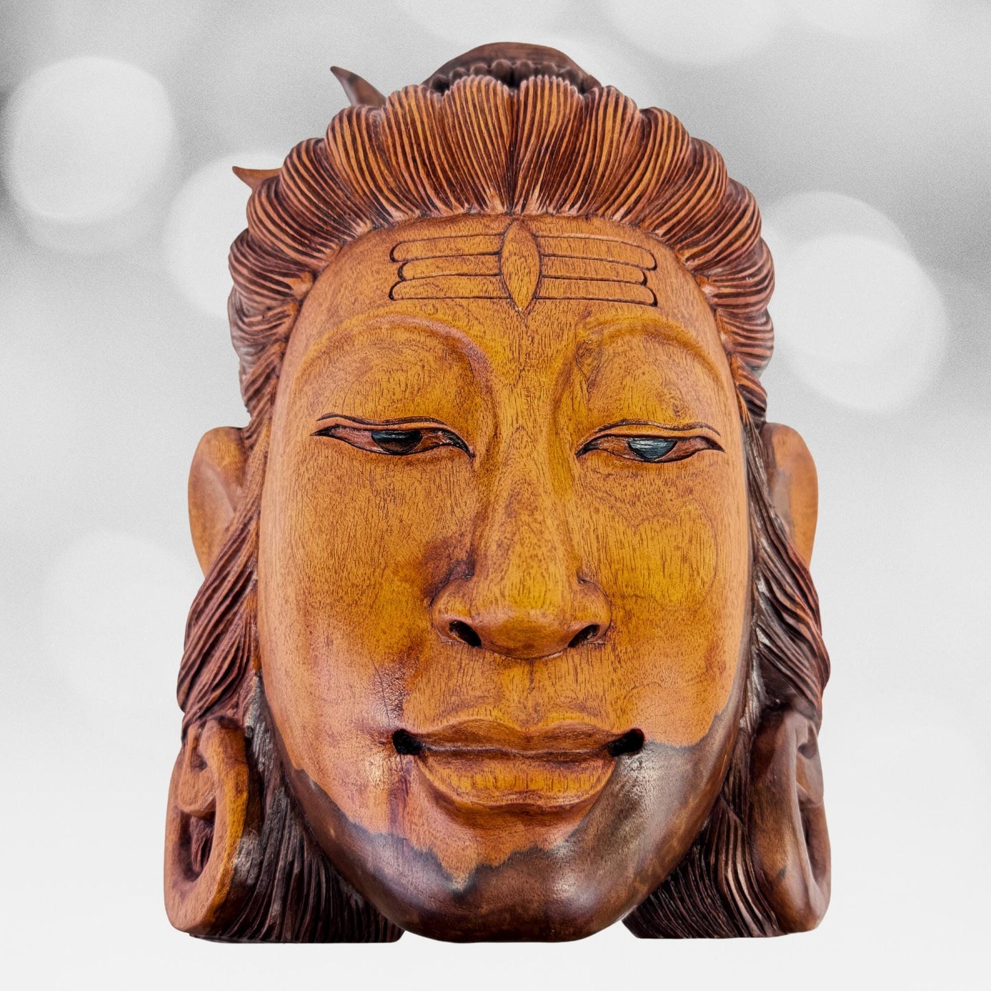 Lord Shiva Mask Wall Art Hand Carved Wood Carving Sculpture Balinese Iconography Lord of The Universe Hindu God Bali art - Acadia World Traders