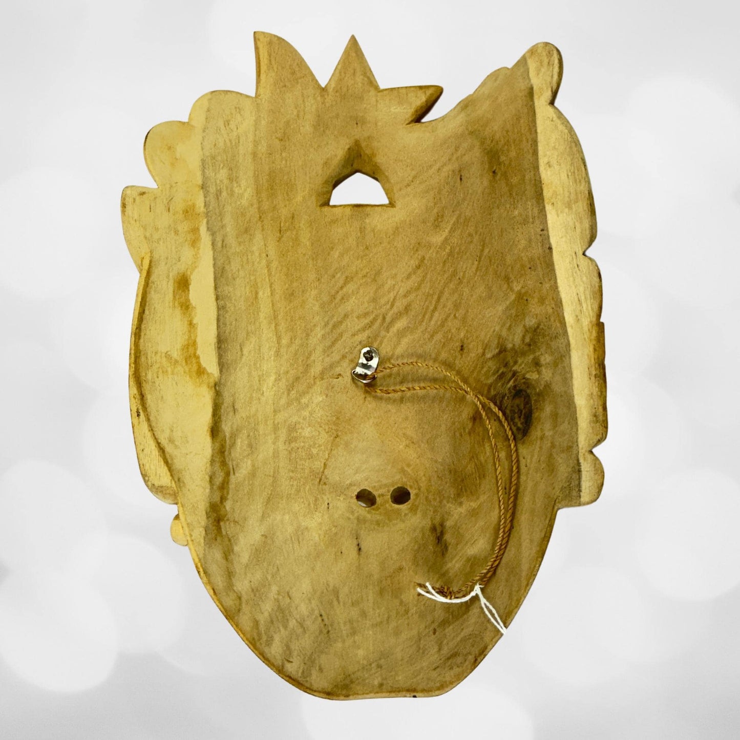 Balinese Star Goddess Mask: Hand Carved Wood Wall Art Sculpture