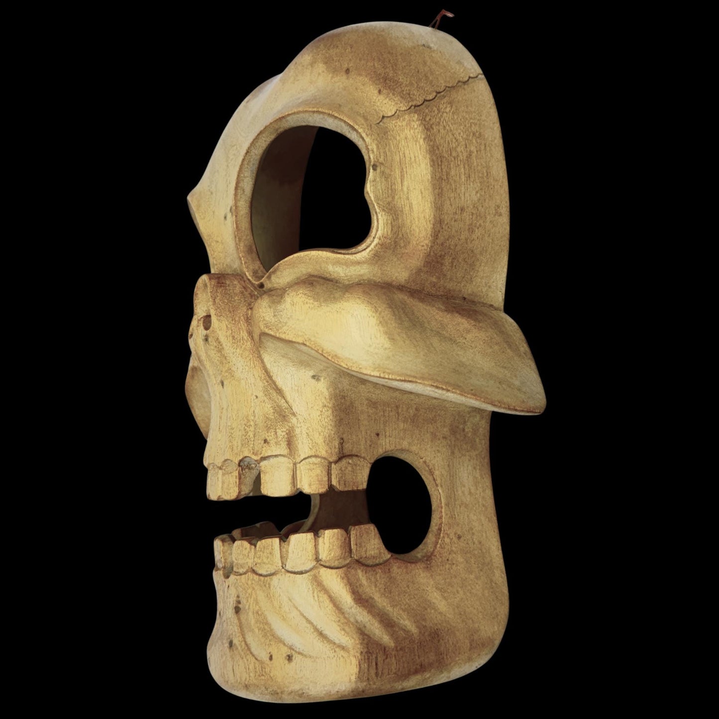 Gothic Abstract Wooden Skull Mask Wall Hanging Hand Carved wood Carving Hindu art Bali folk art wall decor - Acadia World Traders