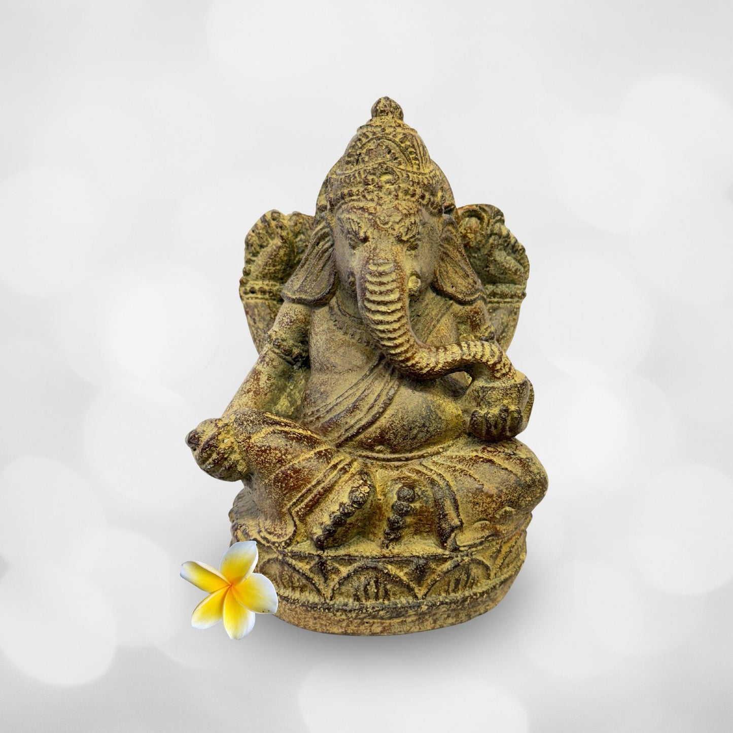 Ganapati Ganesha Statue Garden statuary Remover Obstacles Handmade Cast Lava stone sculpture Bali art Eclectic Decor - Acadia World Traders