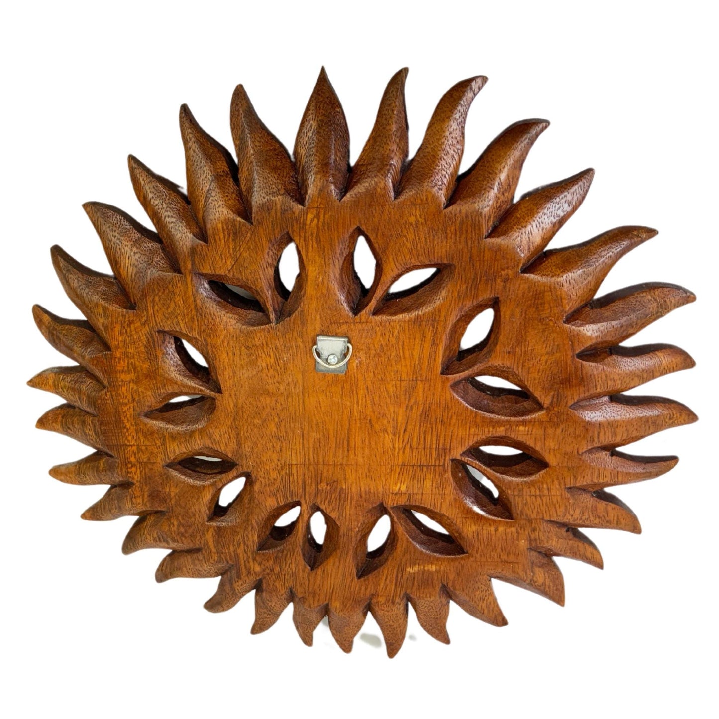 Sun Disc Sunburst Celestial Wall Art Plaque Carved hand carved natural wood Carving Bali Balinese folk art 14" - Acadia World Traders