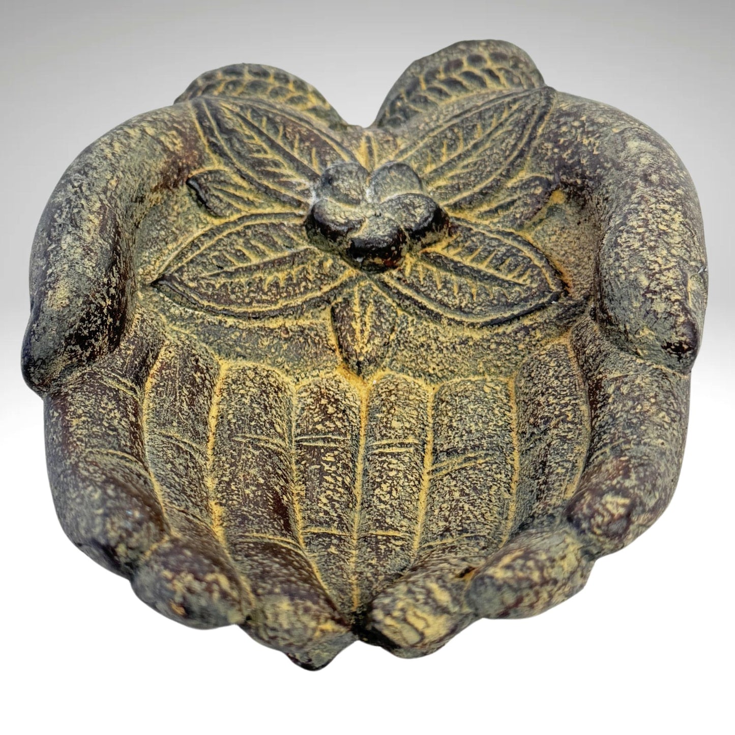 Buddha Blessing Mudra Hand Incense Burner Offering Bowl Ash Catcher Balinese cast Lava stone Boho Eclectic art Handmade Hamsa Fatima hand - Acadia World Traders