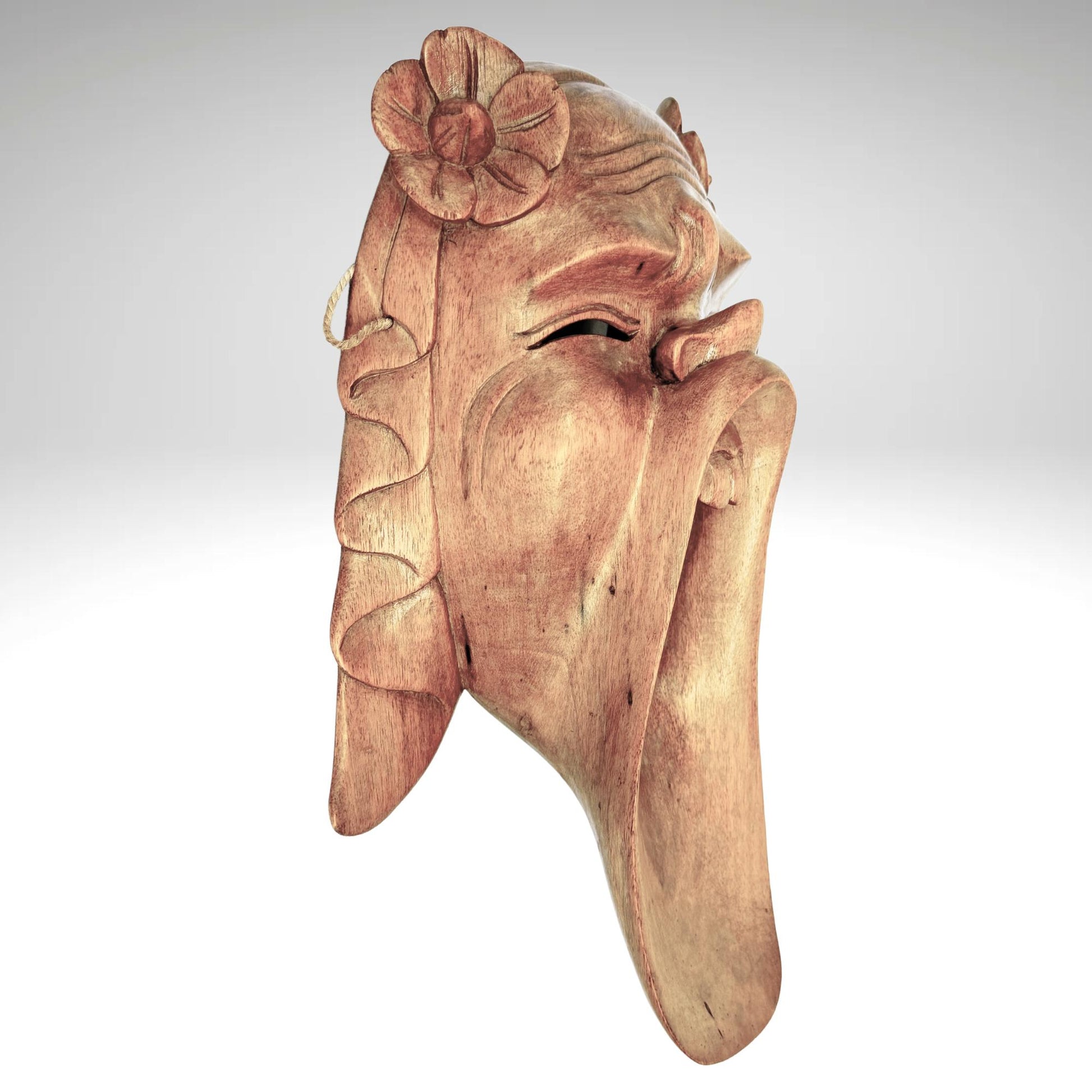 Balinese Bondres Mask Demon Goddess Bali Folk Art Wall Decor Hand carved wood Carving - Acadia World Traders