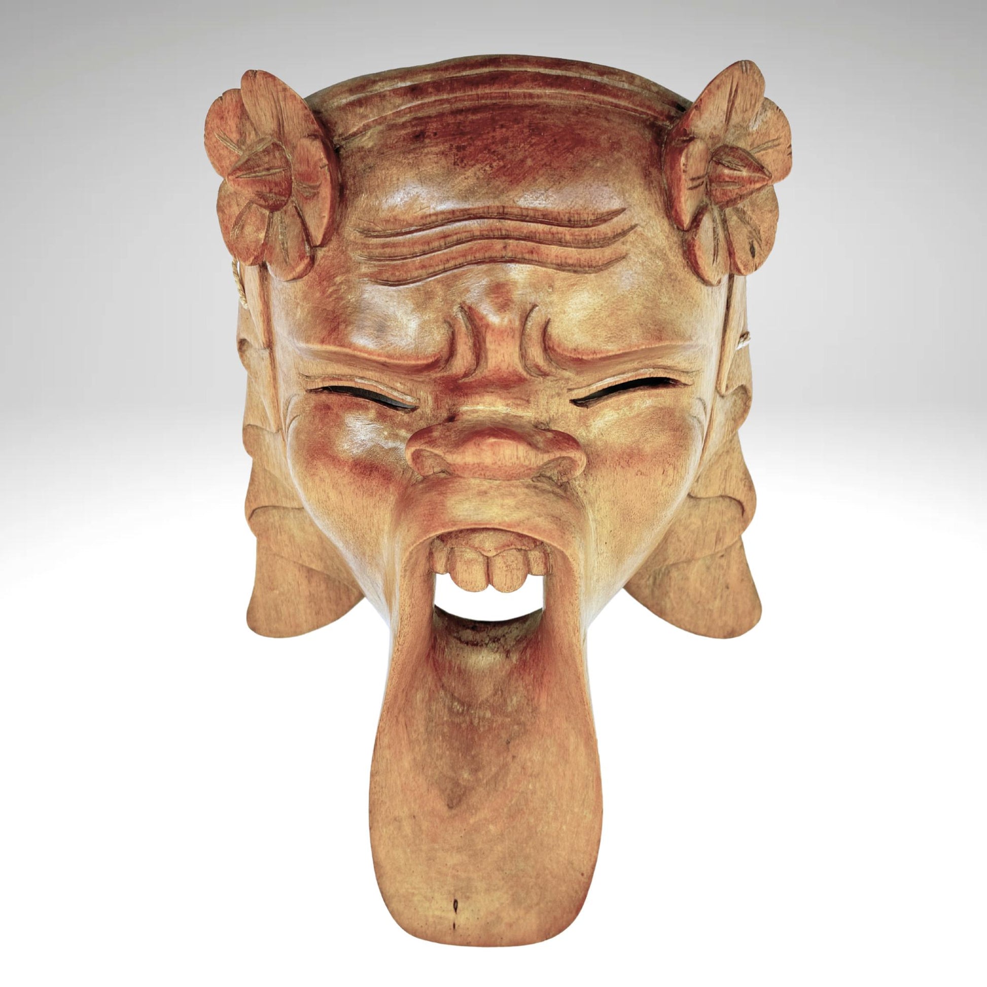 Balinese Bondres Mask Demon Goddess Bali Folk Art Wall Decor Hand carved wood Carving - Acadia World Traders