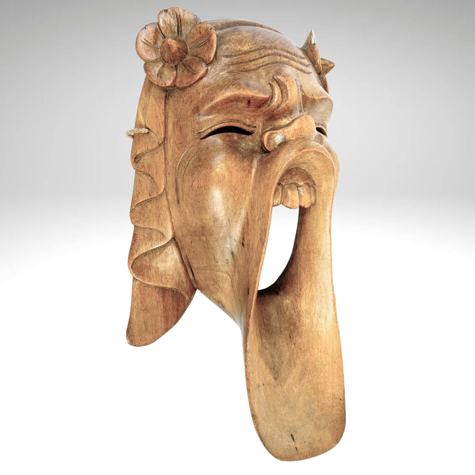 Balinese Bondres Mask Demon Goddess Bali Folk Art Wall Decor Hand carved wood Carving - Acadia World Traders