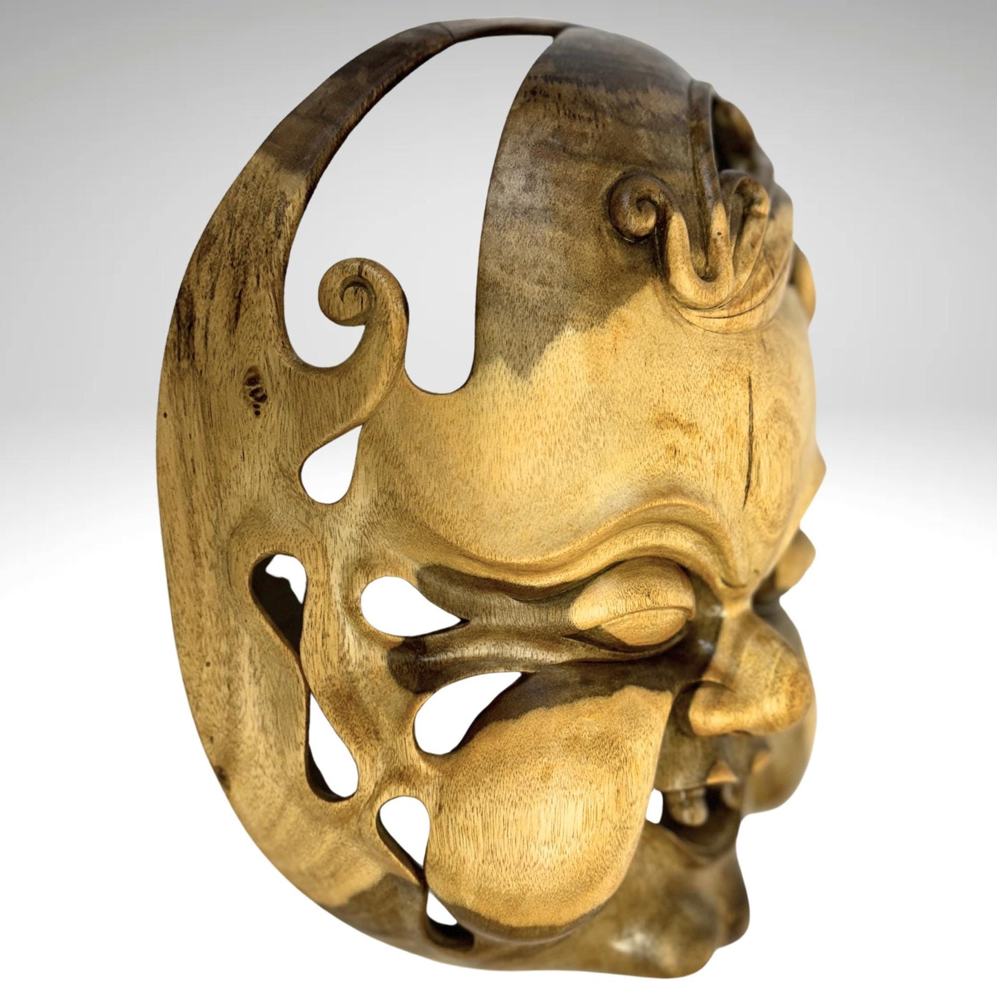 Balinese Mask Demon Baby Demented Face Terrifying Hand Carved Wood Carving Bali folk art wall decor - Acadia World Traders