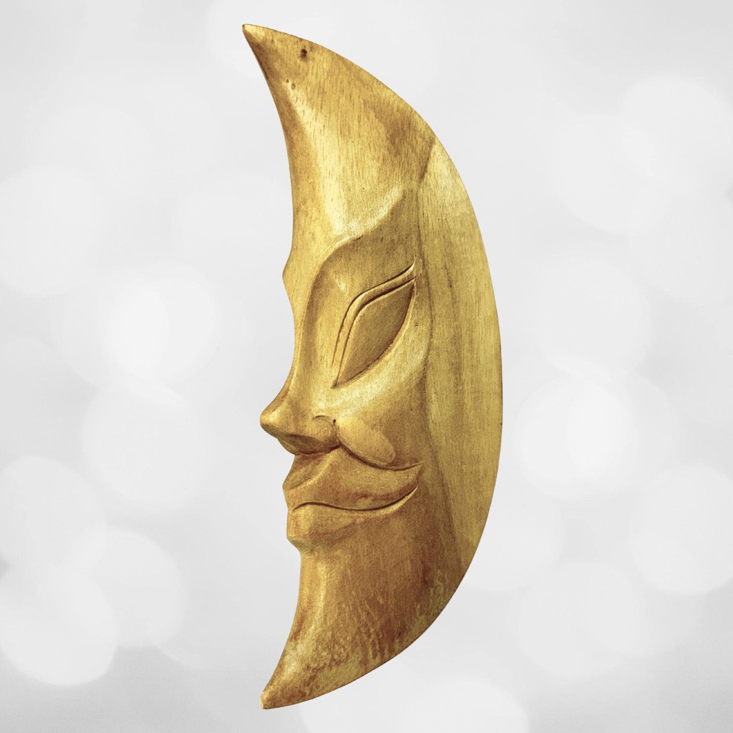 Chandra Man in the Moon Mask Wall Sculpture hand carved wood Bali Art - Acadia World Traders