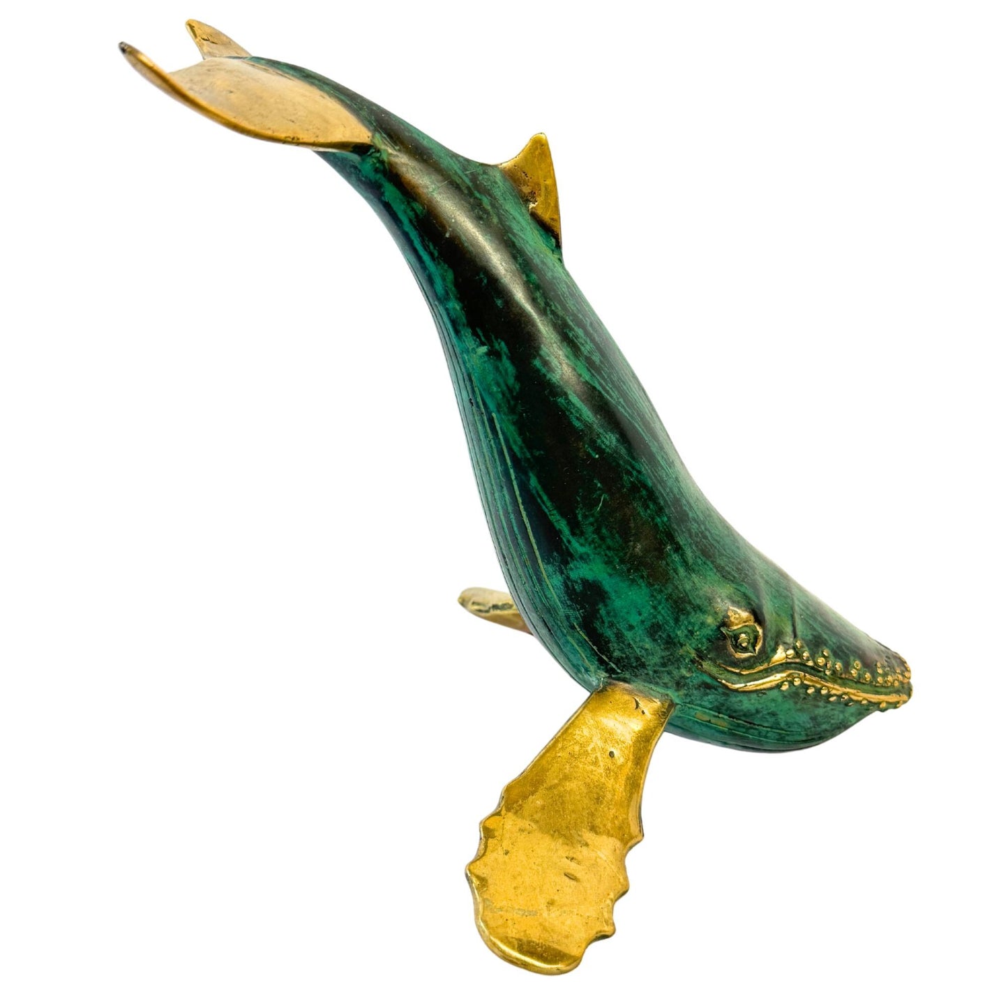 Humpback Whale Statue Sealife Marine Life Nautical Tabletop Decor Verdigris Genuine Lost Wax Bronze art - Acadia World Traders