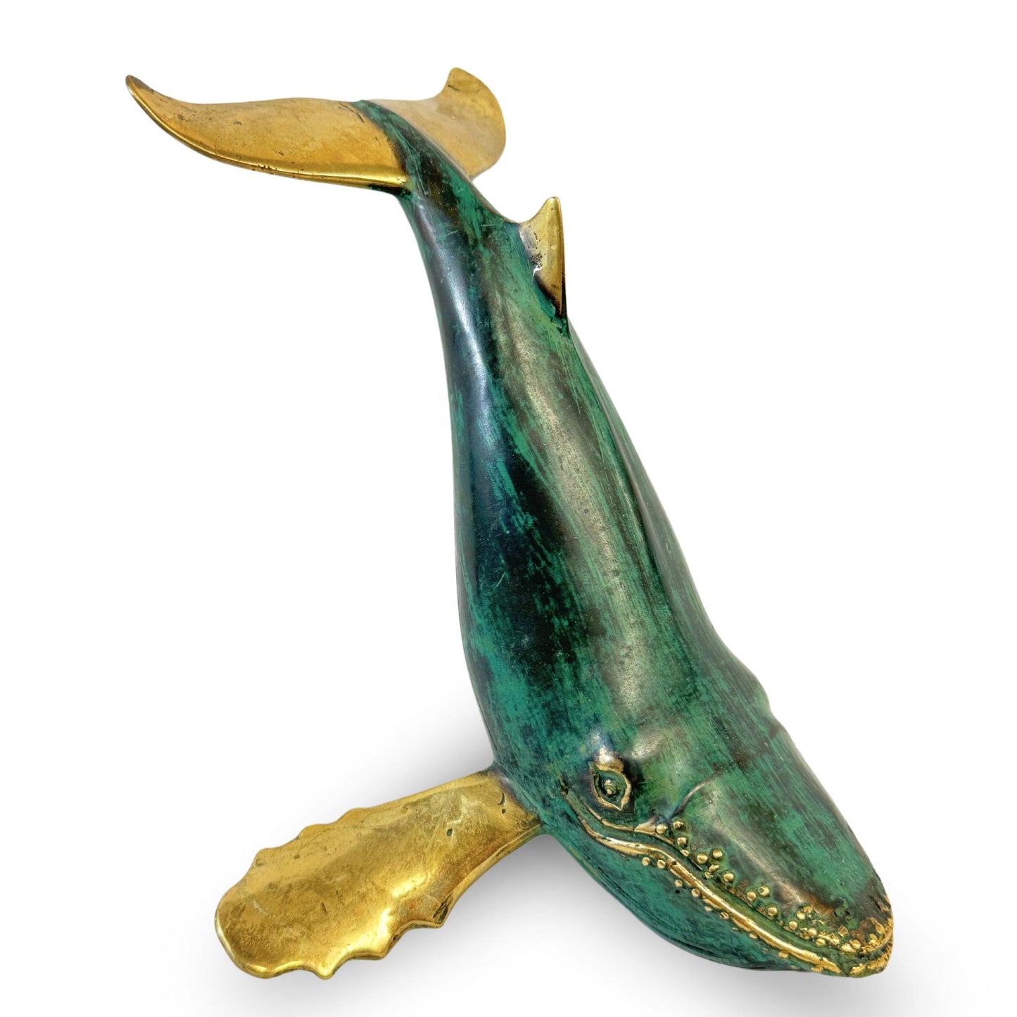 Humpback Whale Statue Sealife Marine Life Nautical Tabletop Decor Verdigris Genuine Lost Wax Bronze art - Acadia World Traders
