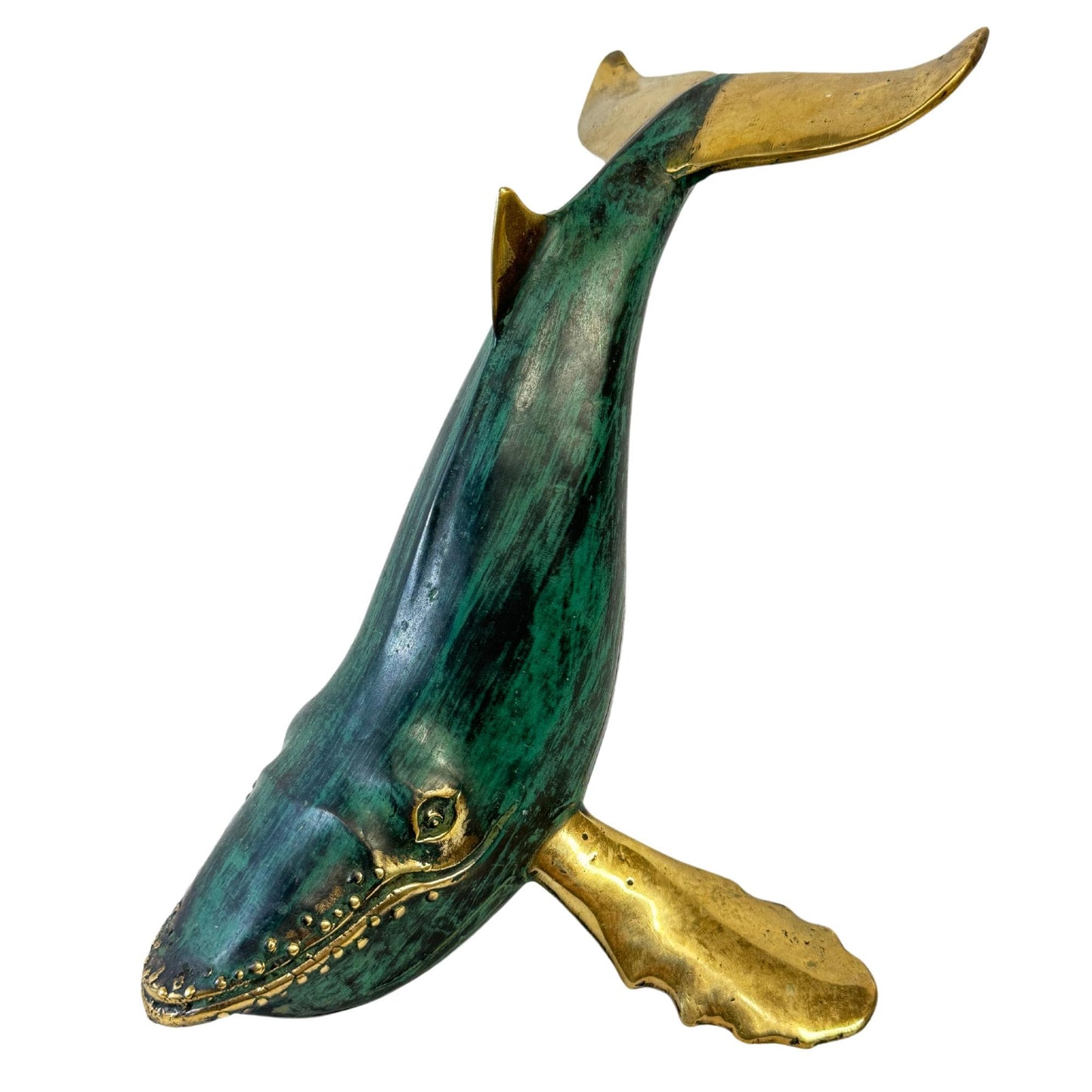 Humpback Whale Statue Sealife Marine Life Nautical Tabletop Decor Verdigris Genuine Lost Wax Bronze art - Acadia World Traders
