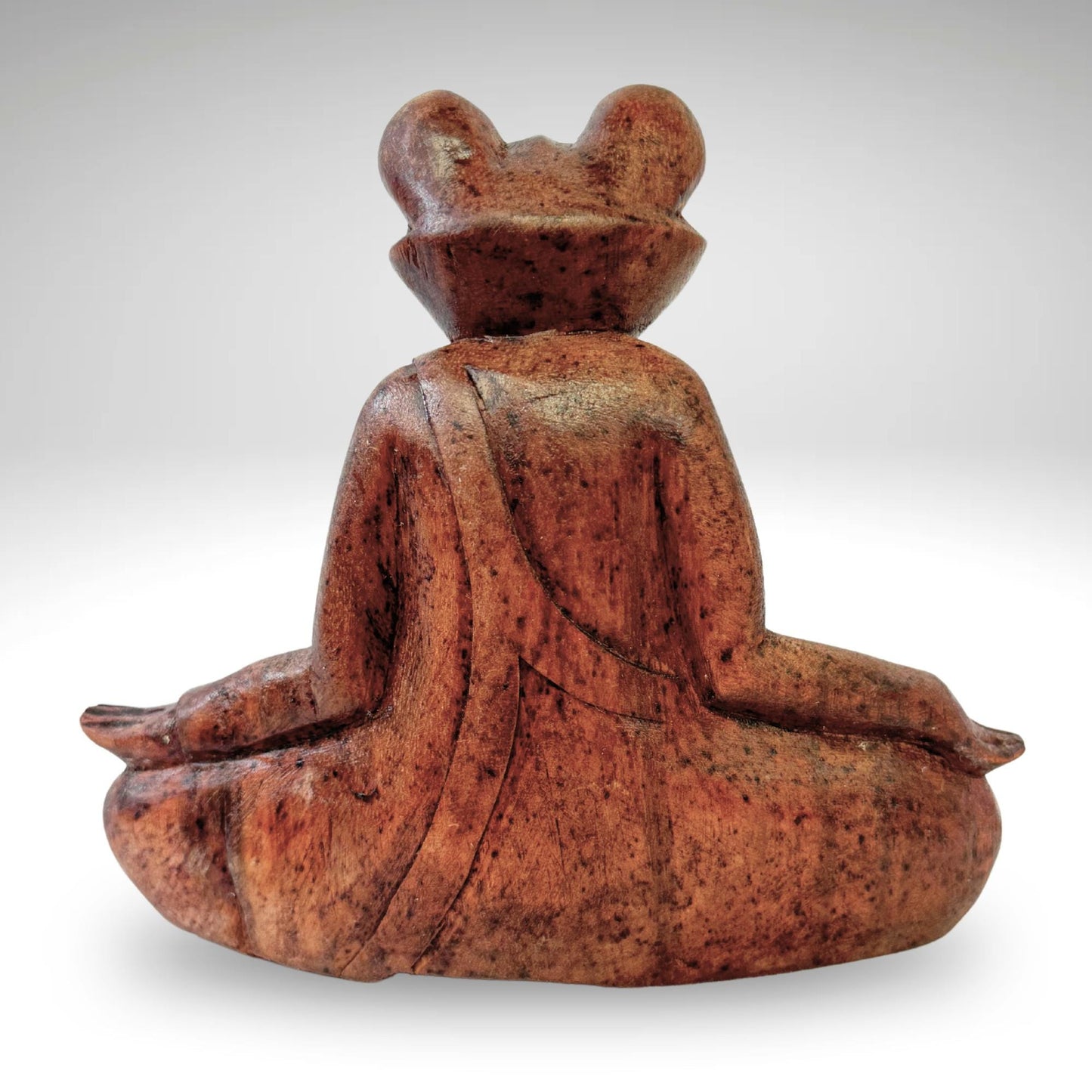 Meditation Buddha Frog Statue Lotus Pose Padmasana Yoga Posture Sculpture Wood Carving Balinese Art - Acadia World Traders