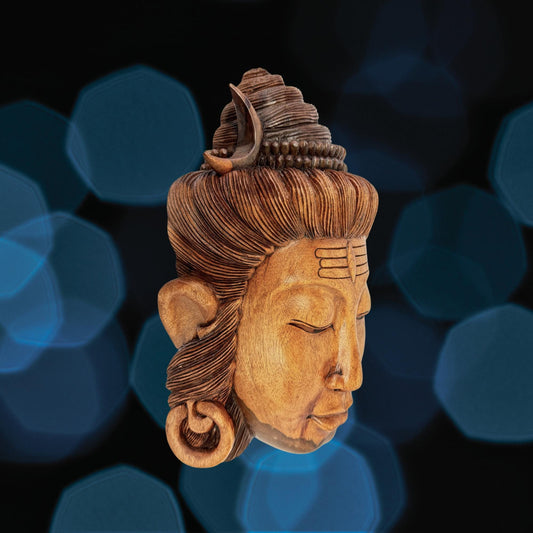 Lord Shiva Mask Wall Art Hand Carved Wood Carving Sculpture Balinese Iconography Lord of The Universe Hindu God Bali art - Acadia World Traders