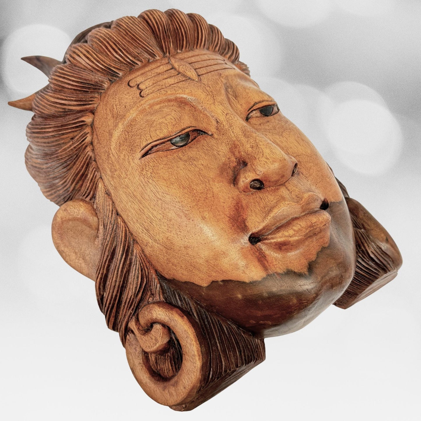 Lord Shiva Mask Wall Art Hand Carved Wood Carving Sculpture Balinese Iconography Lord of The Universe Hindu God Bali art - Acadia World Traders