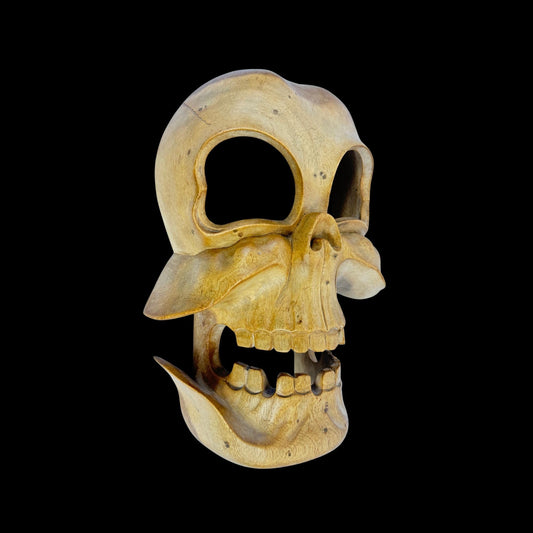 Gothic Abstract Wooden Skull Mask Wall Hanging Hand Carved wood Carving Hindu art Bali folk art wall decor - Acadia World Traders