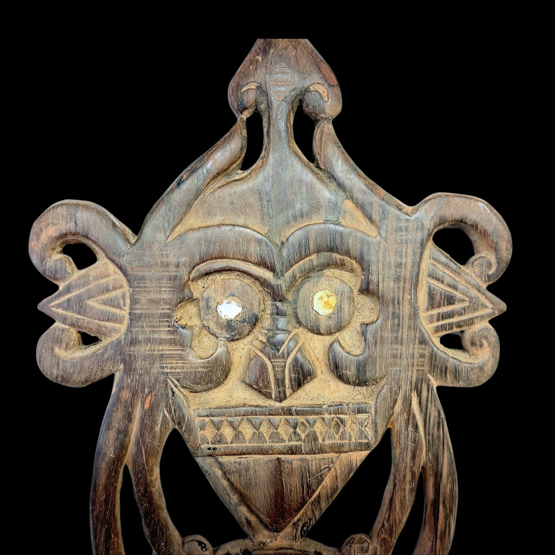 antique Dayak Bahau effigy planting calendar Hand Carved iron wood figure  Pacific Islands Indonesian Oceania culture - Acadia World Traders