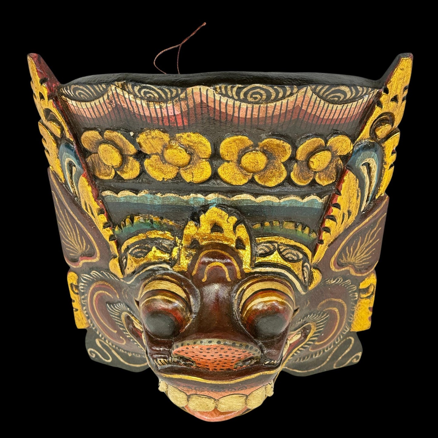 Balinese Pig Barong Mask Bangkal Boar Protector Guardian Polychrome Hand Carved wood Carving Bali Folk Art Wall Decor - Acadia World Traders