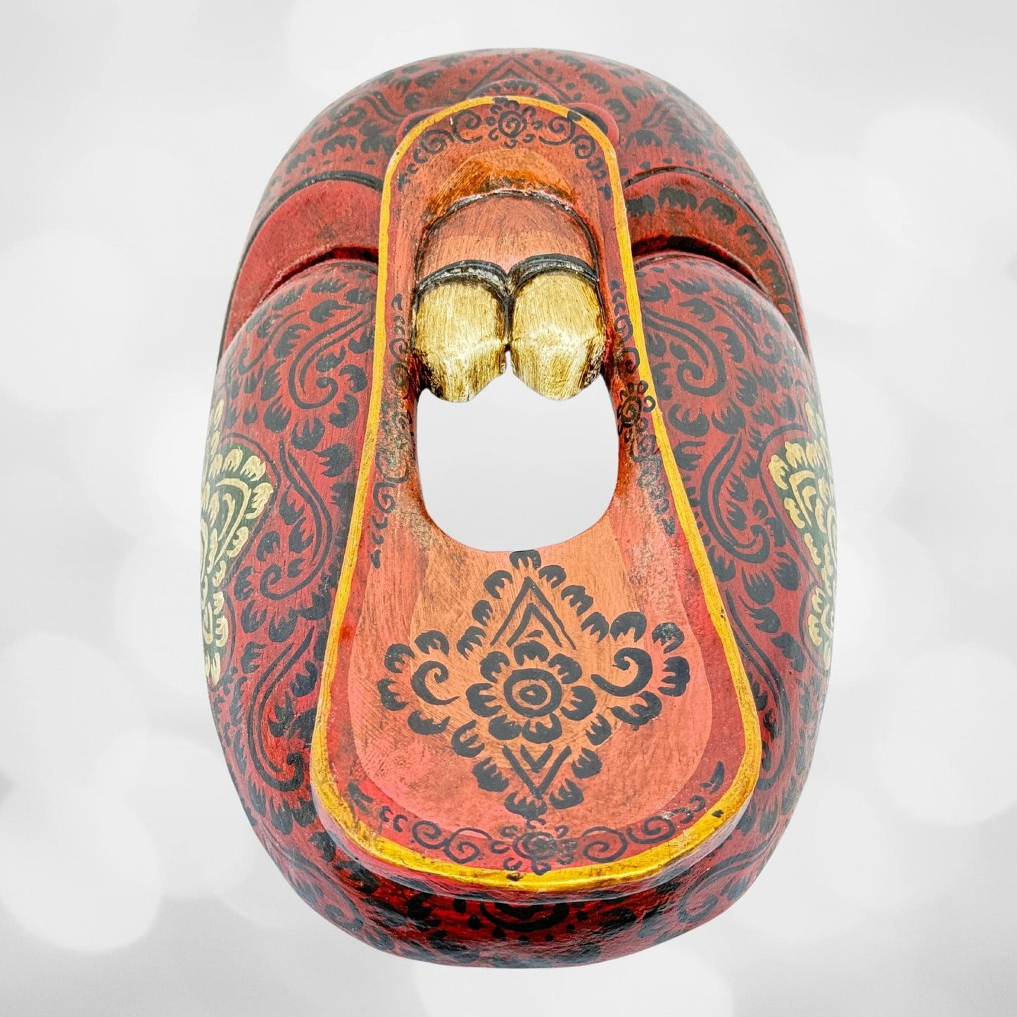 Balinese Bondres Wooden Mask Screaming Demon Tattoo Face Bali Folk Art Wall Decor Hand carved wood Carving - Acadia World Traders