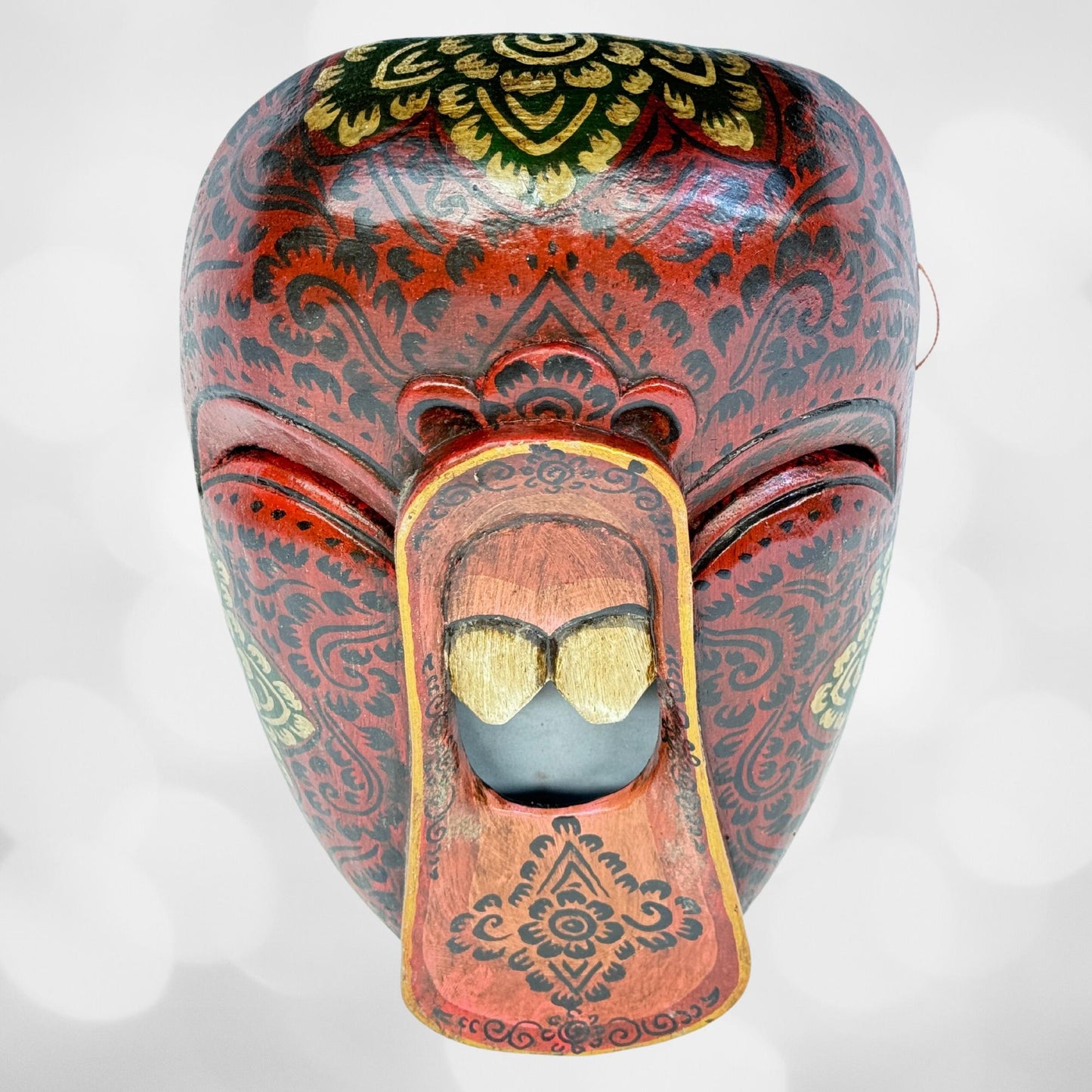 Balinese Bondres Wooden Mask Screaming Demon Tattoo Face Bali Folk Art Wall Decor Hand carved wood Carving - Acadia World Traders